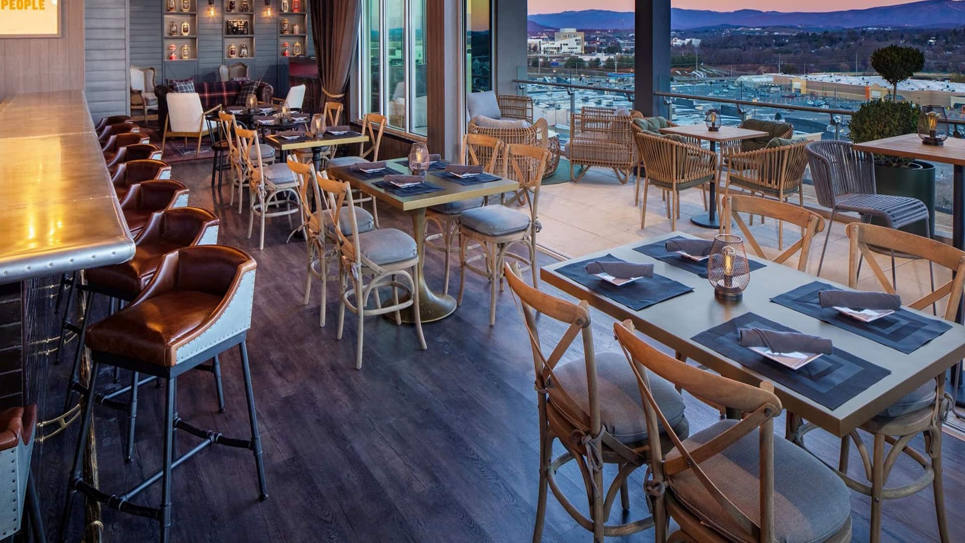 Hyatt Place Harrisonburg Ridge Room Dining Tables Sunset