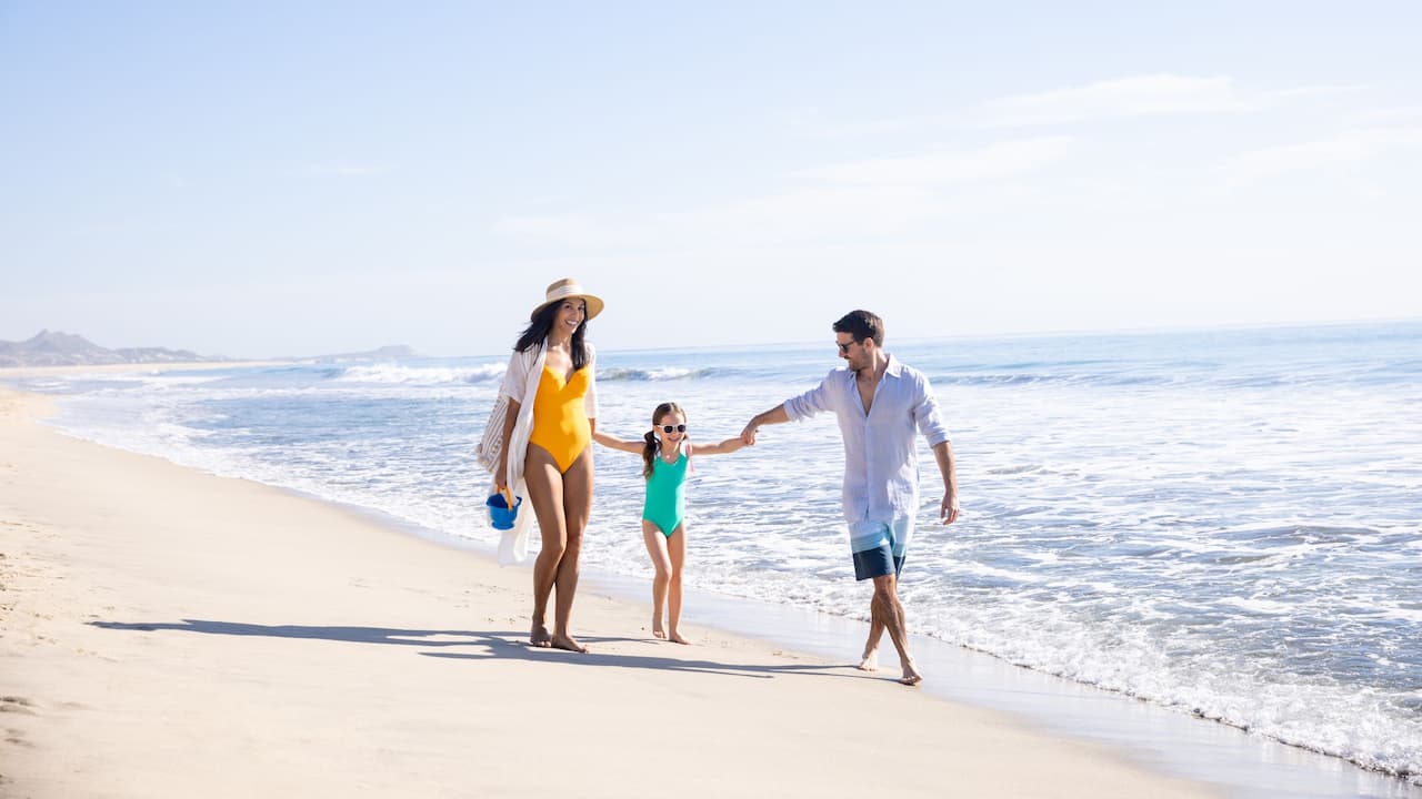 Family Walking Down Beach