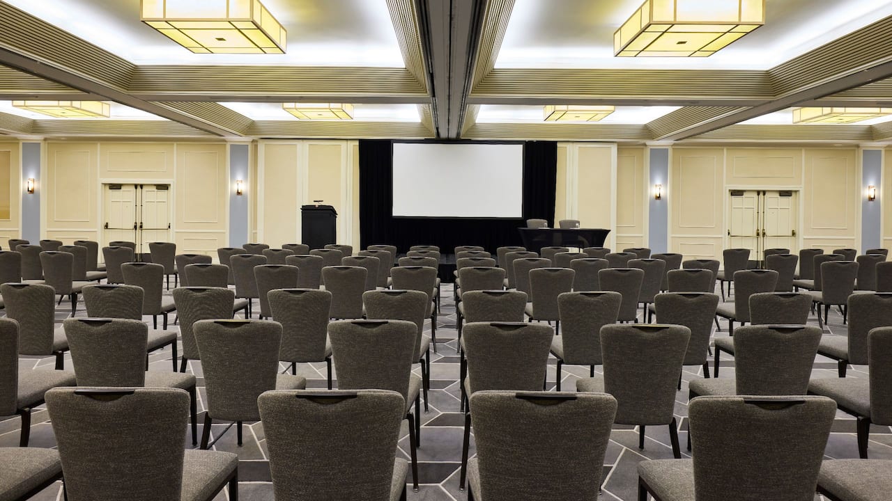 Large event space, Imperial Room, with theater setup