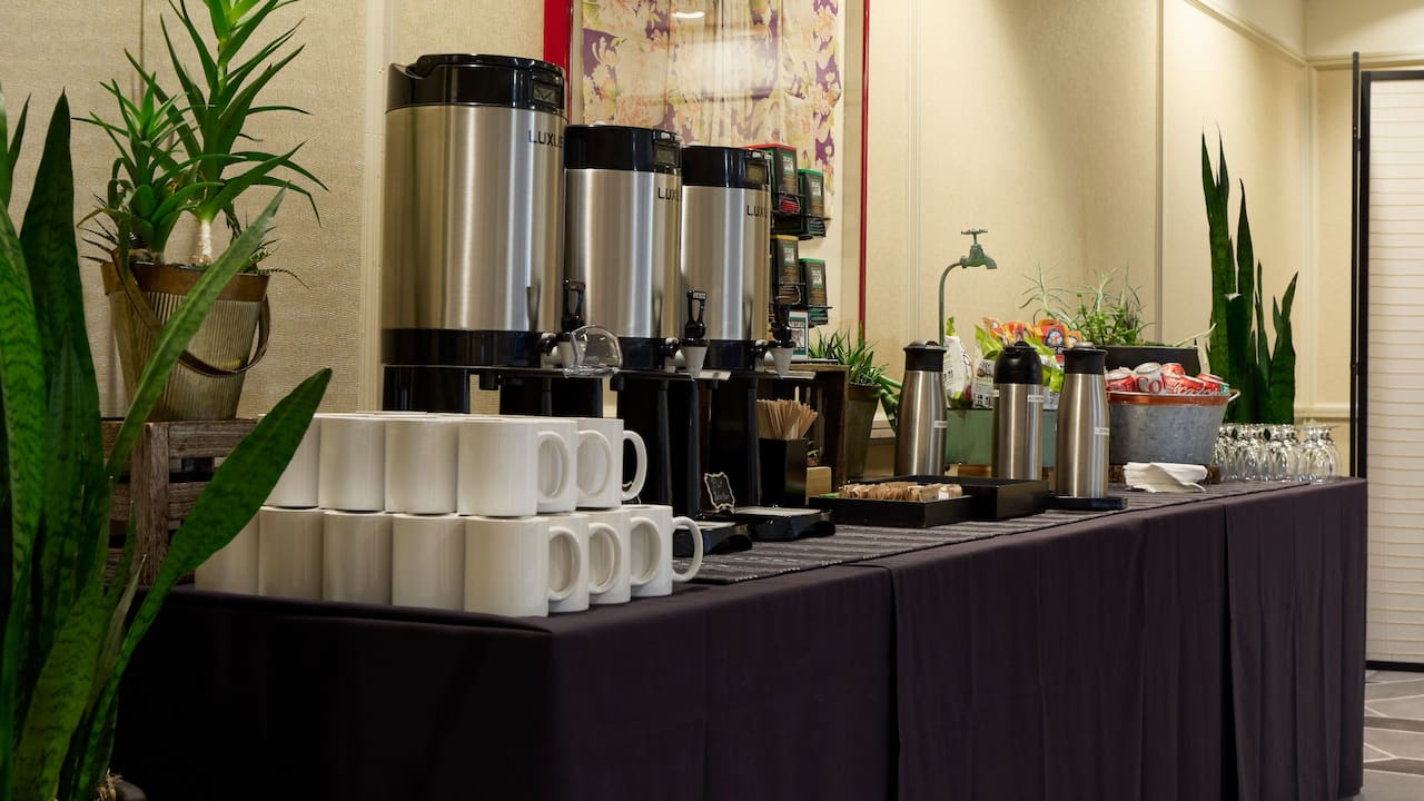 Spring Room beverage station with coffee service