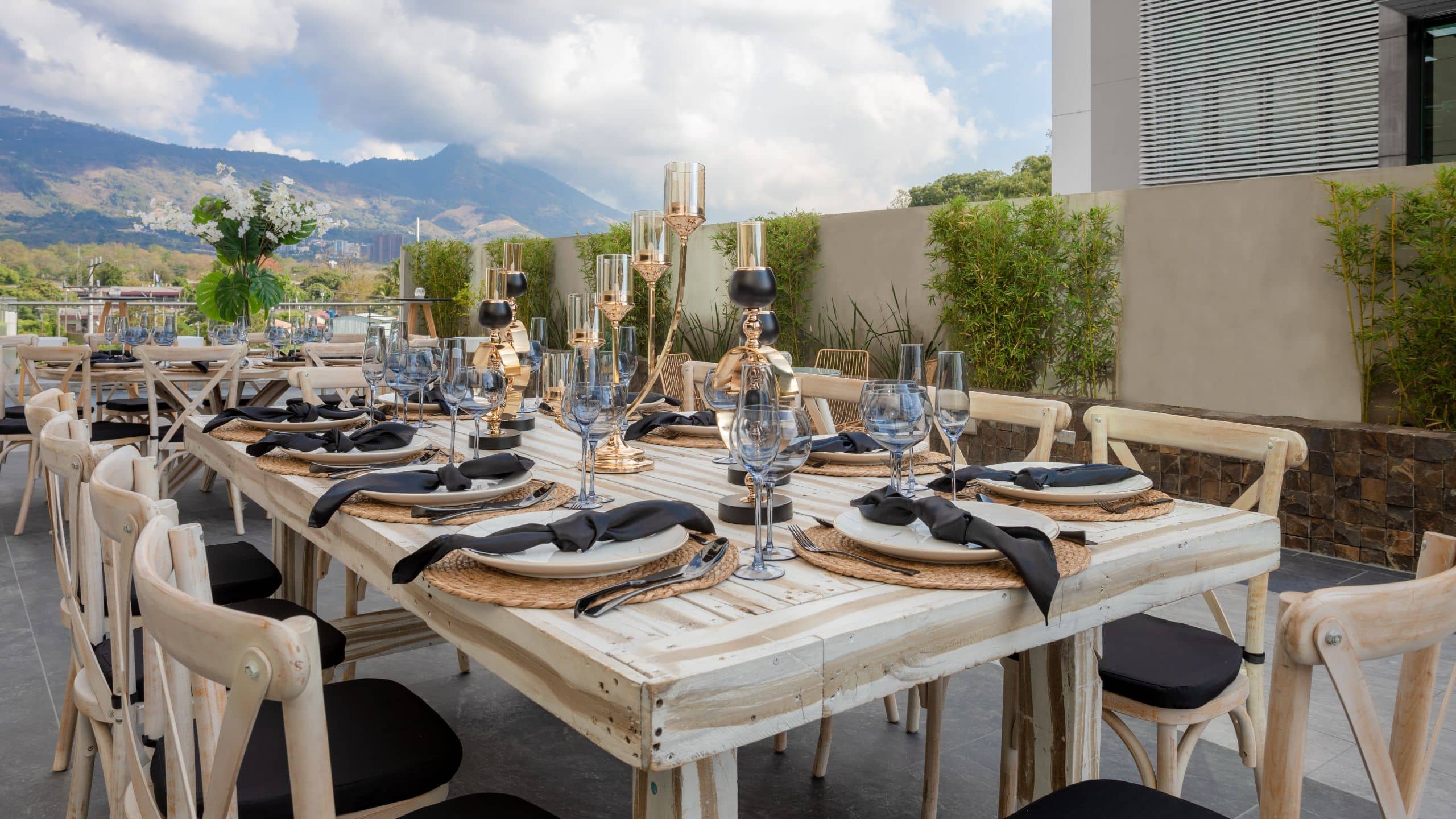 Hyatt Centric San Salvador Outdoor Event Table Setup
