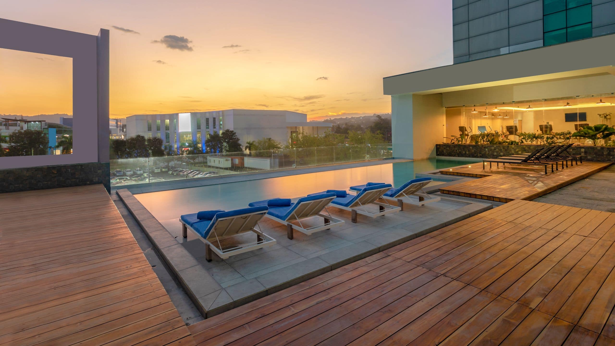 Hyatt Centric San Salvador Pool Deck Sunset View
