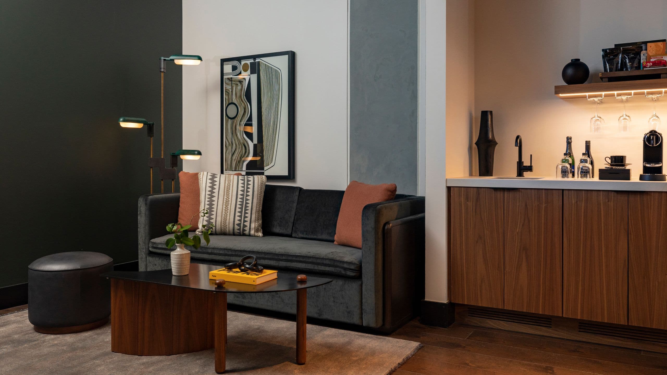 Thompson Denver Skyline Suite Living Area Bar