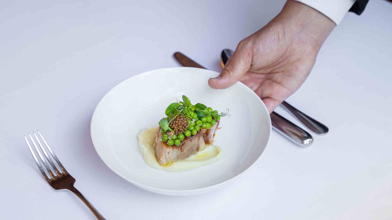 Hyatt Regency Hakone Resort & Spa| Dining Room Roasted Pork Green Peas 