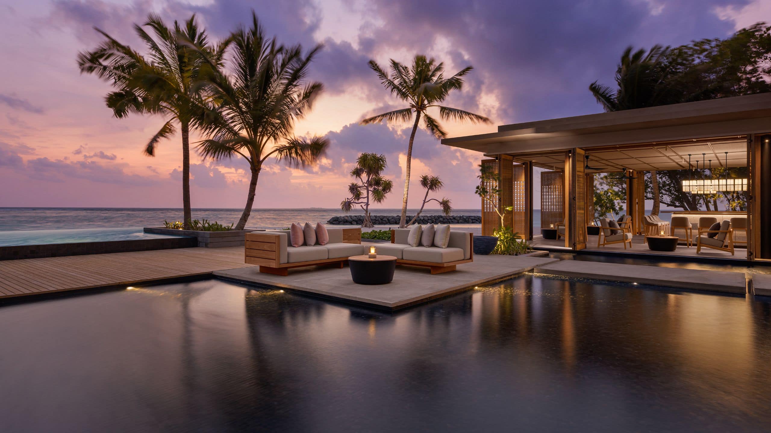 第 2，共 4 Alila Kothaifaru Maldives Mirus Bar Twilight View