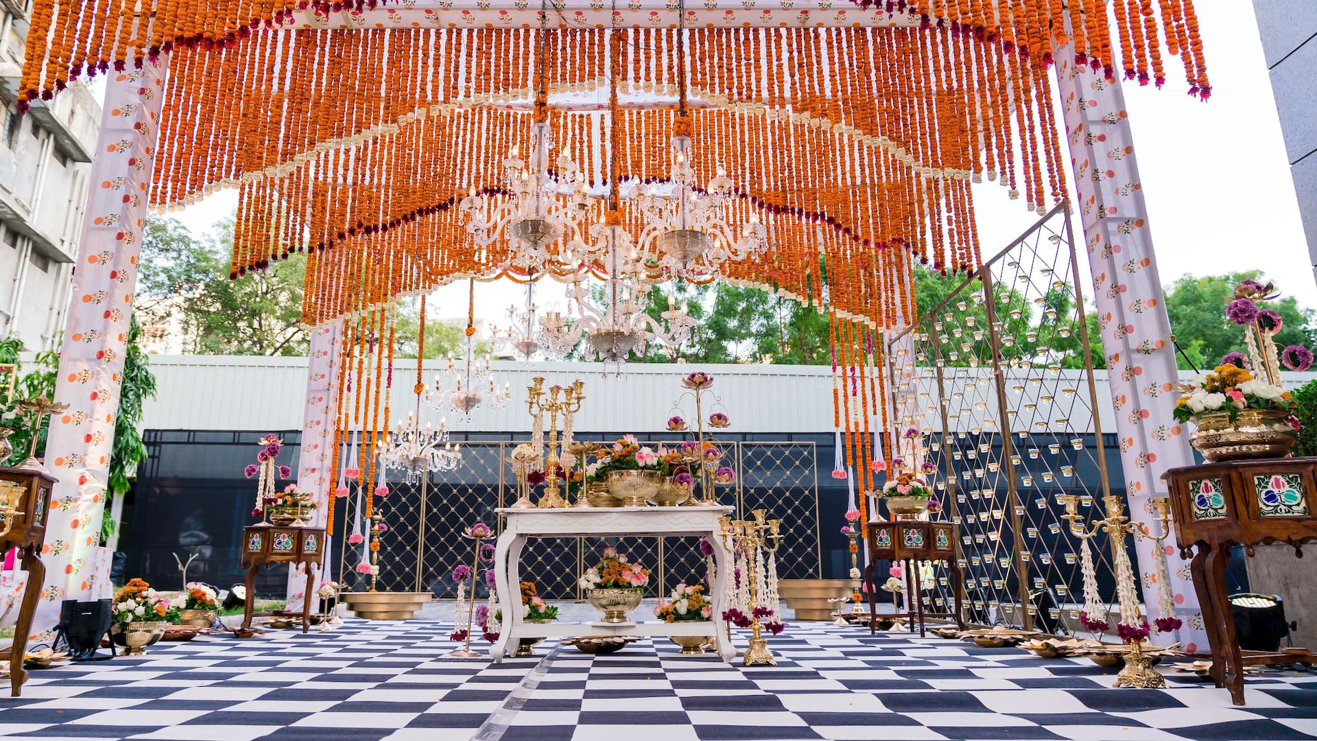 Hyatt Regency Ahmedabad Indian Wedding Ceremony Table Setup
