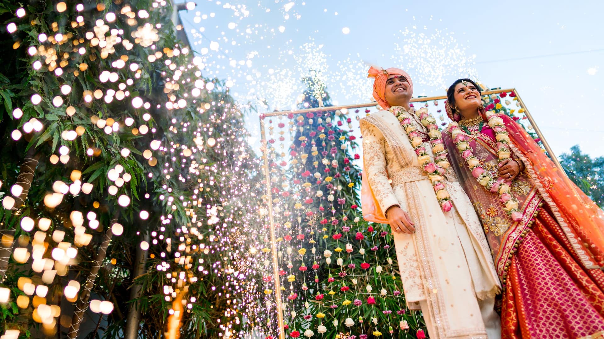 Hyatt Regency Ahmedabad Indian Wedding Couple Varmala Celebration