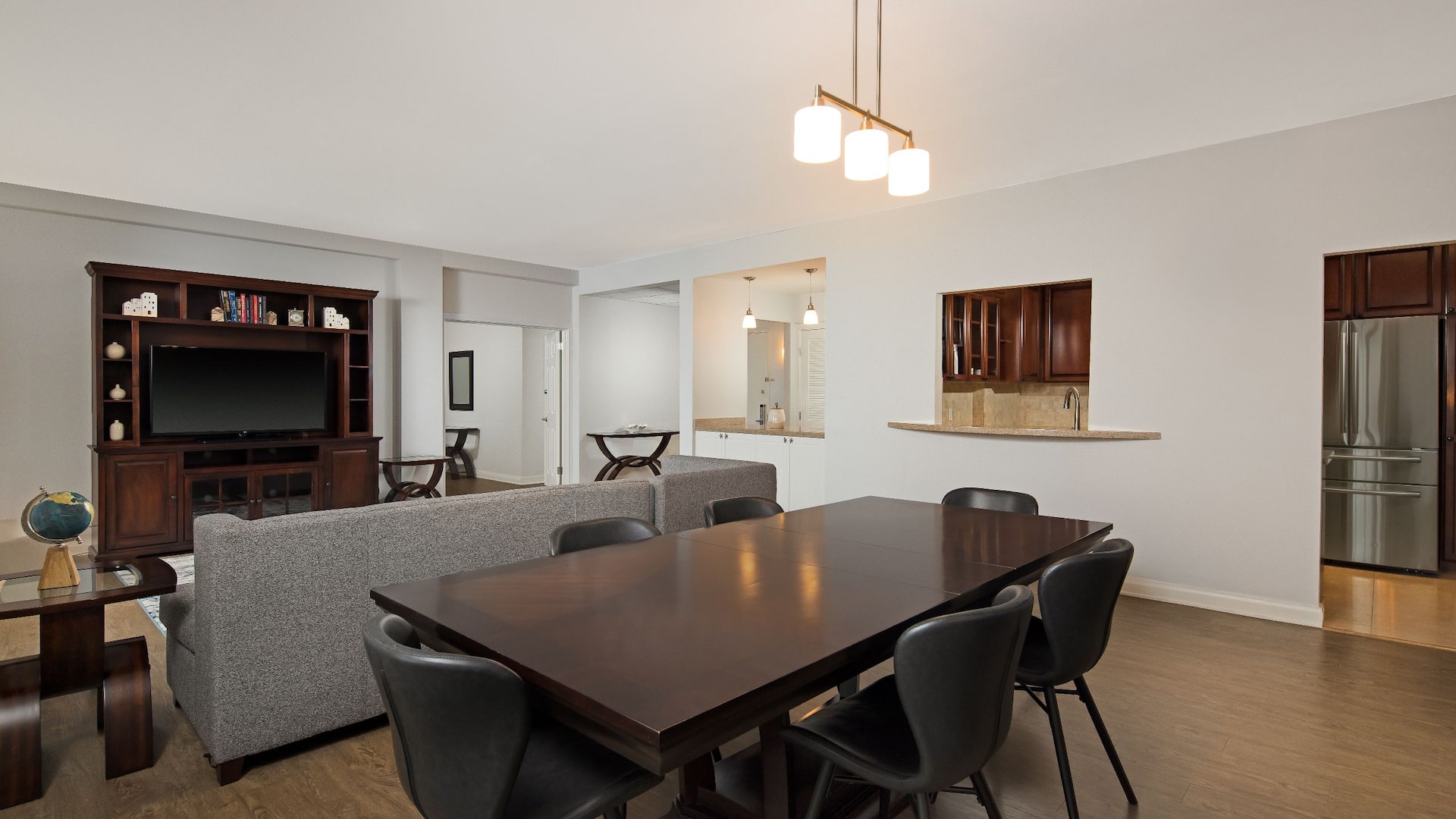 Hyatt Regency Orange County Residential Suite Dining Table Into Living Room