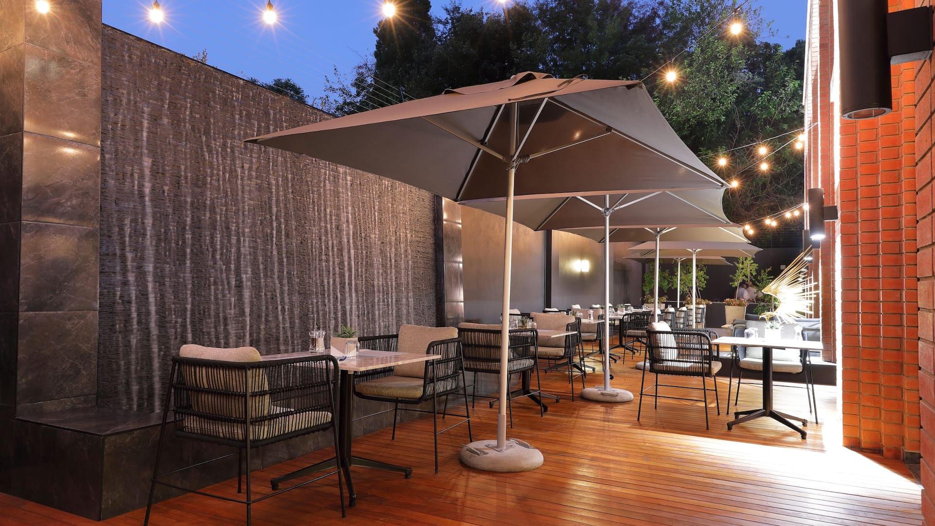 Hyatt House Johannesburg Rosebank Collective Restaurant Outside Tables Umbrella