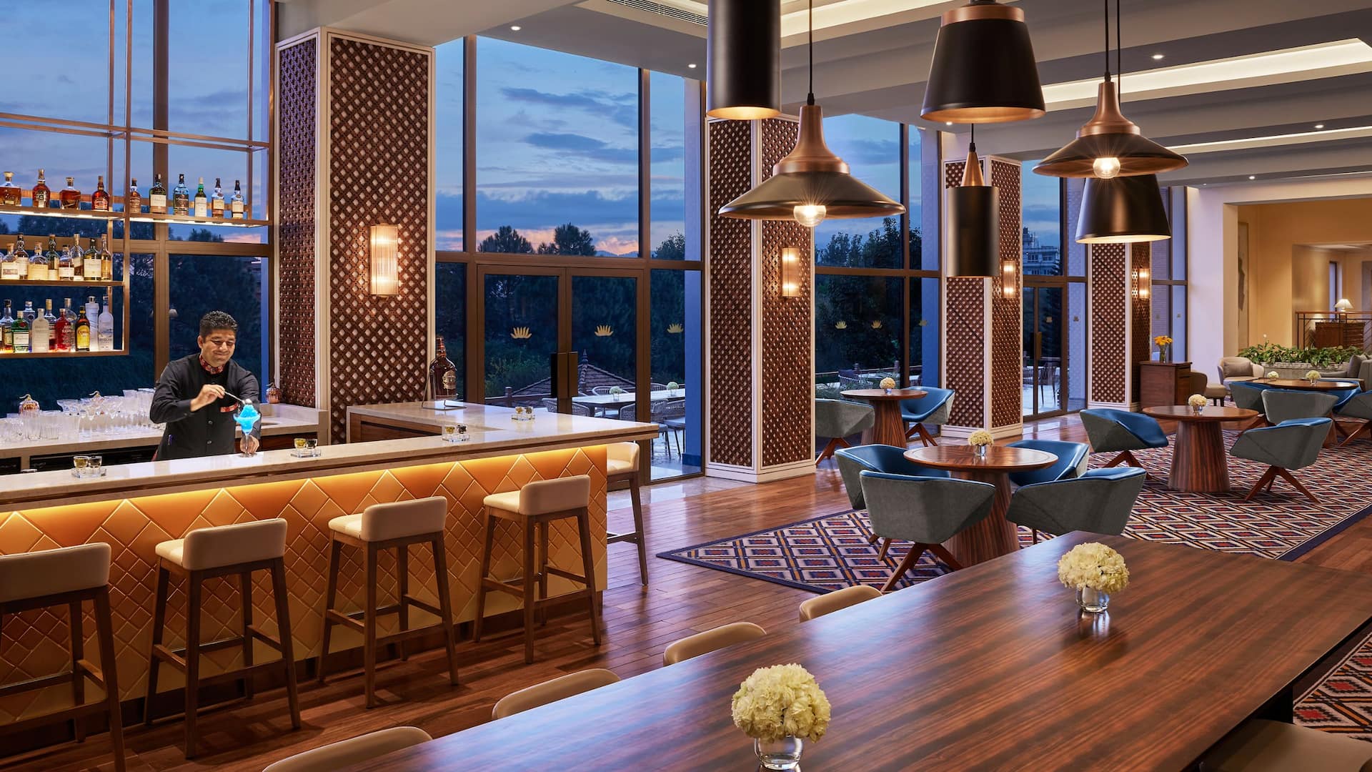 Hyatt Regency Kathmandu The Living Room Bartender Making Drink