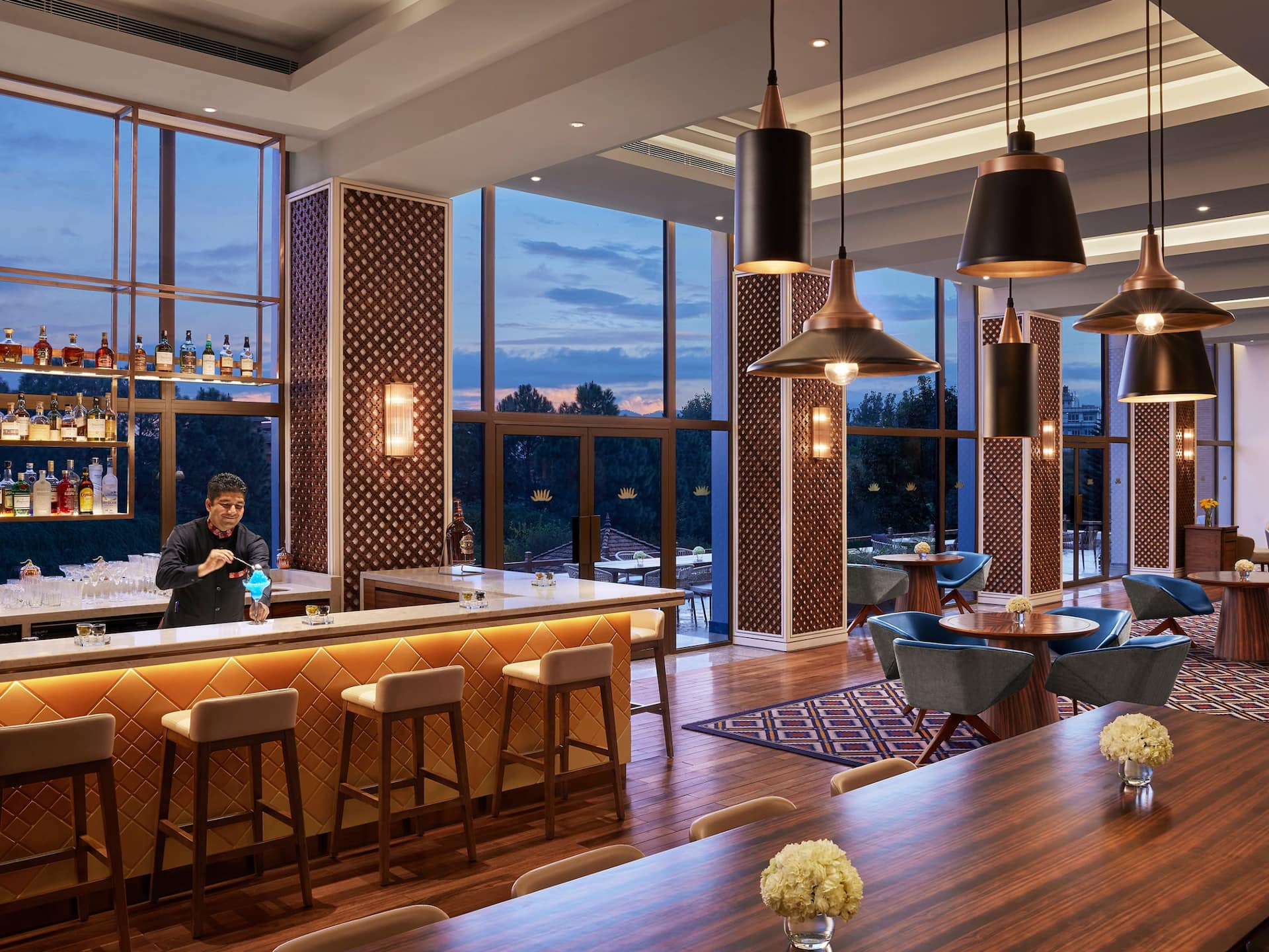 Hyatt Regency Kathmandu The Living Room Bartender Making Drink