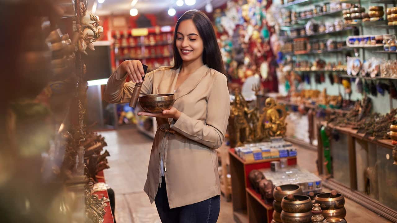 Woman Shopping at Thamel Market near Hyatt Regency Kathmandu