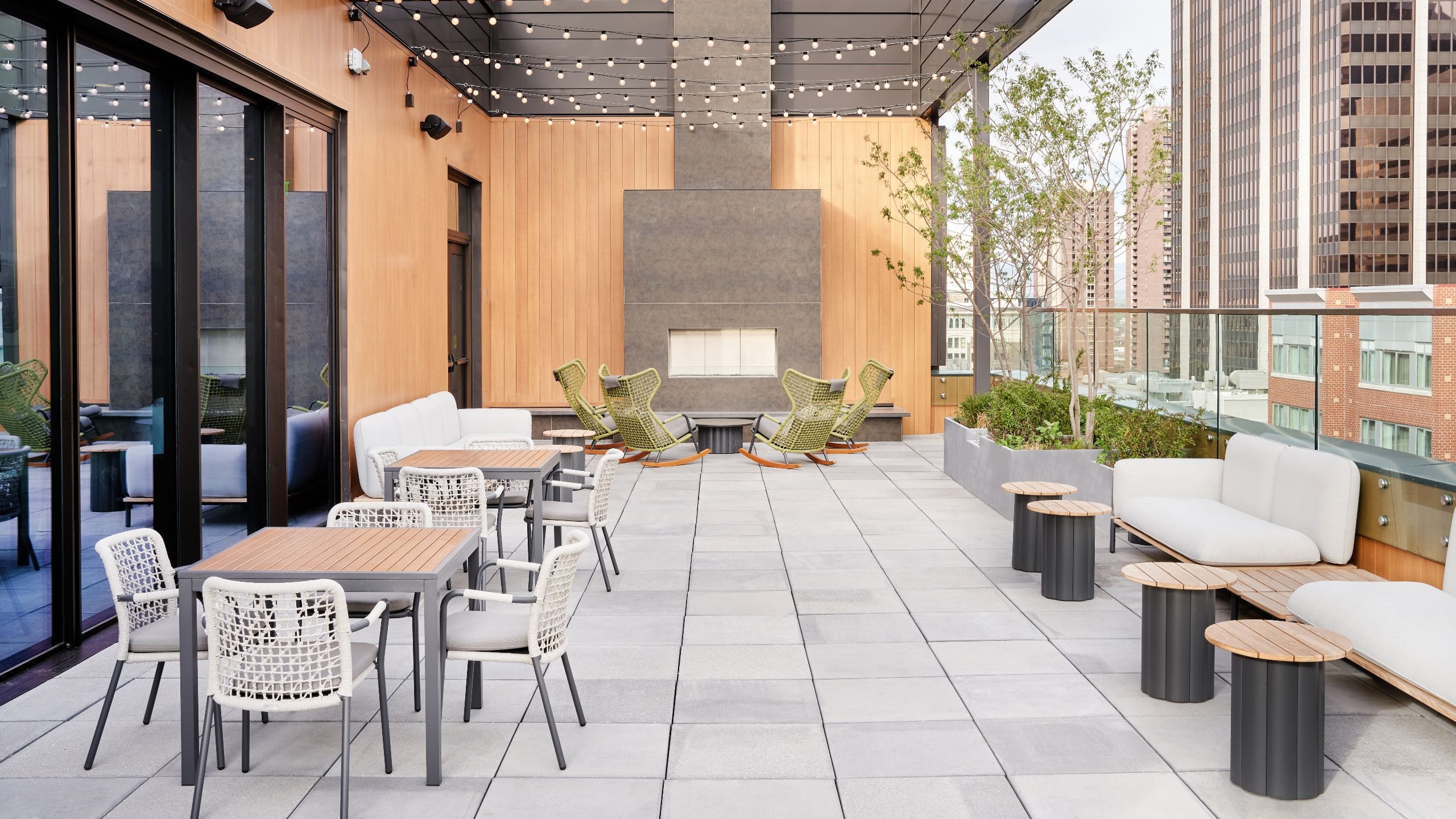 Hyatt Centric Downtown Denver Rooftop Terrace Fireplace