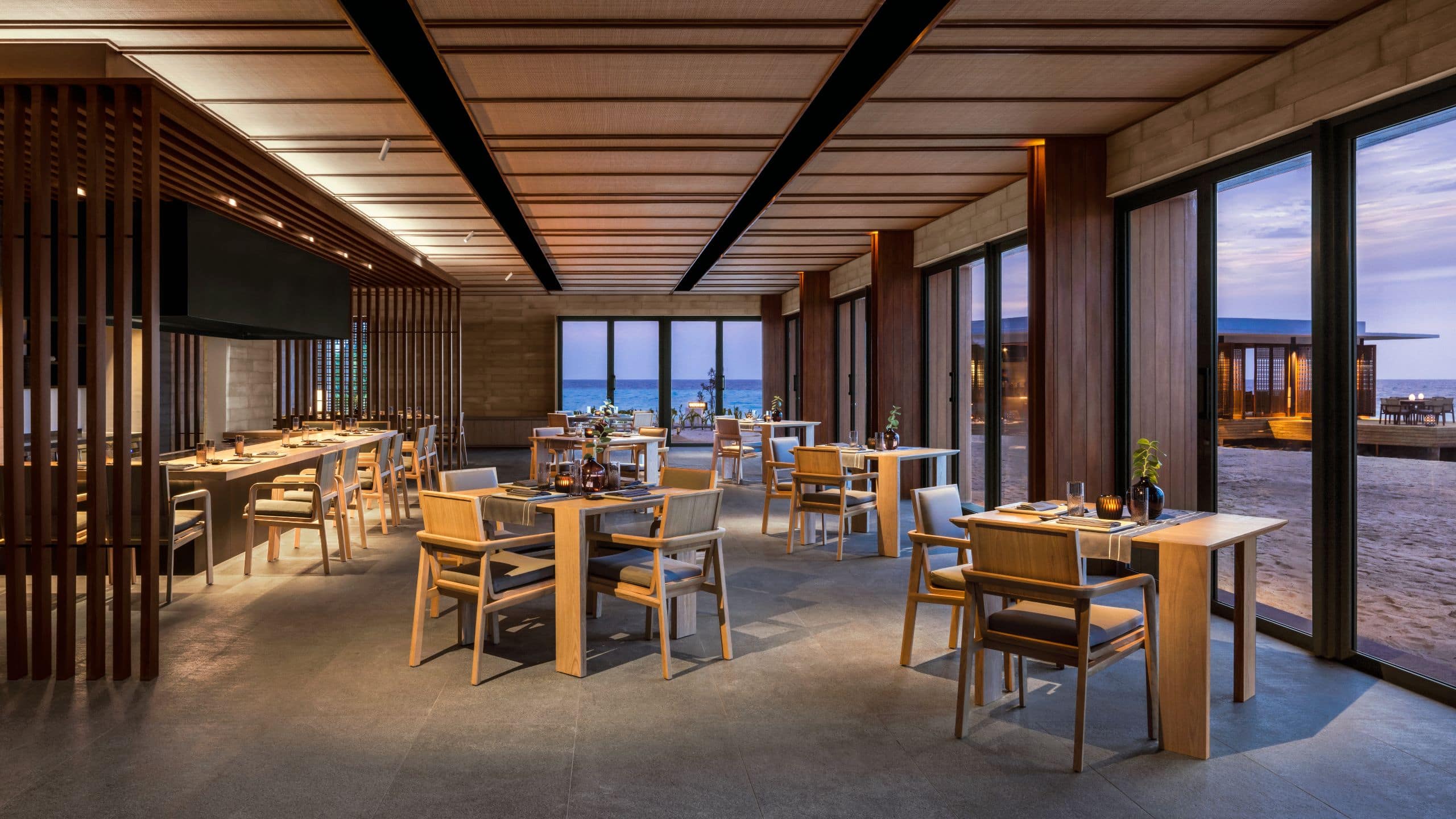 Alila Kothaifaru Maldives Umami Restaurant Dining Tables