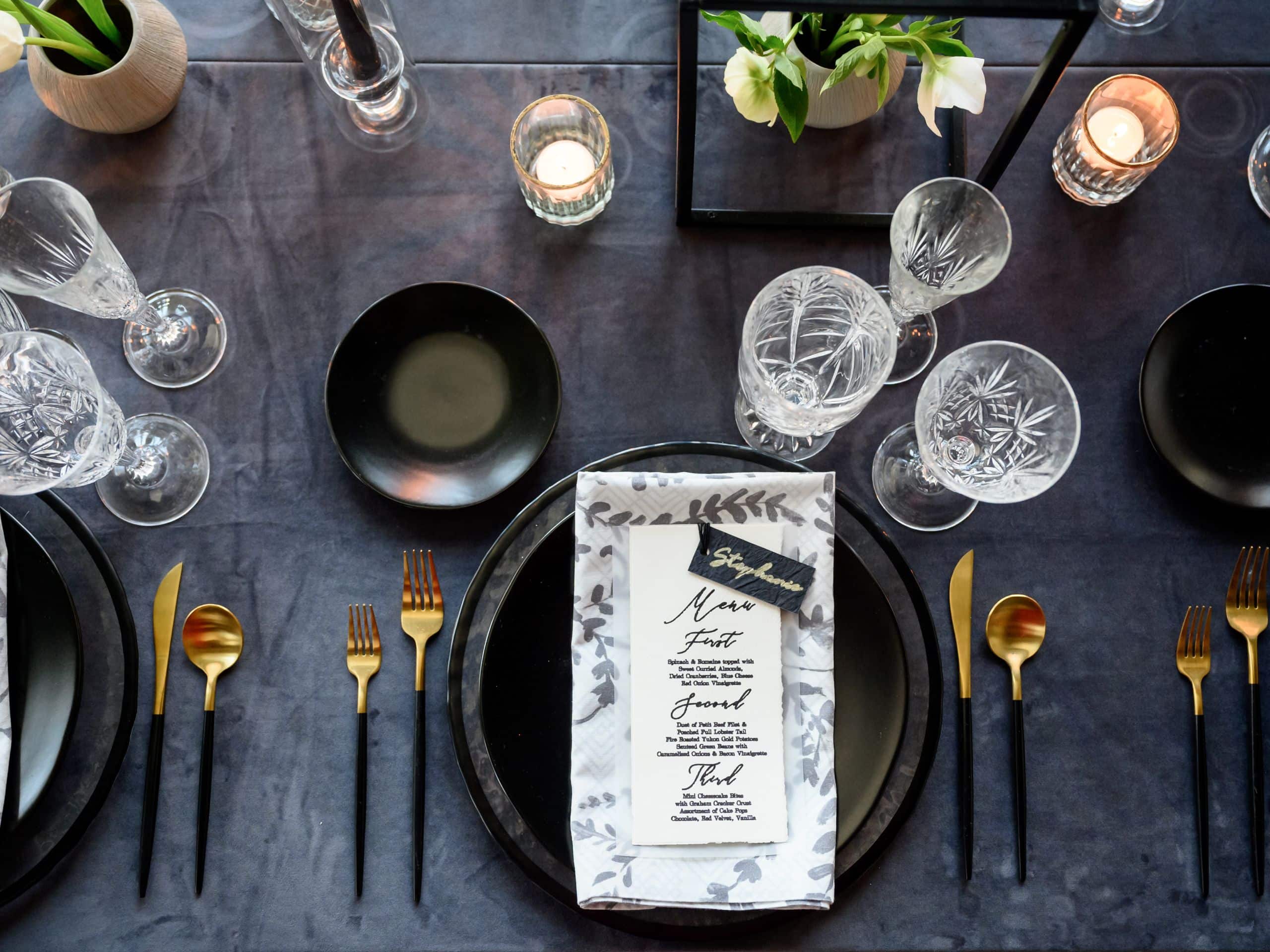 Thompson Austin Weddings Overhead Menu Setting
