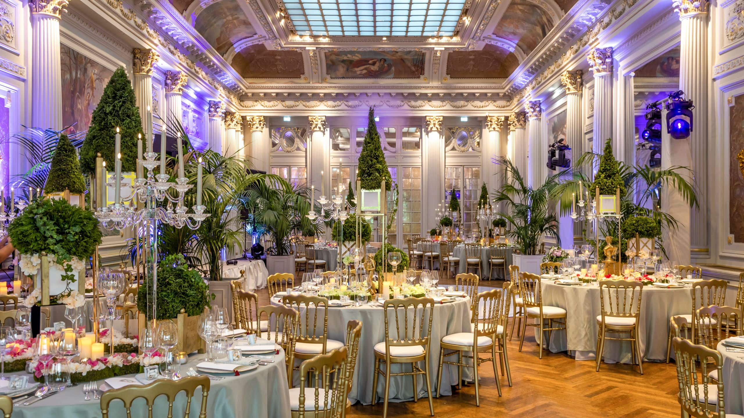 Hôtel du Palais Biarritz Wedding Reception Solarium Dining Tables Plants