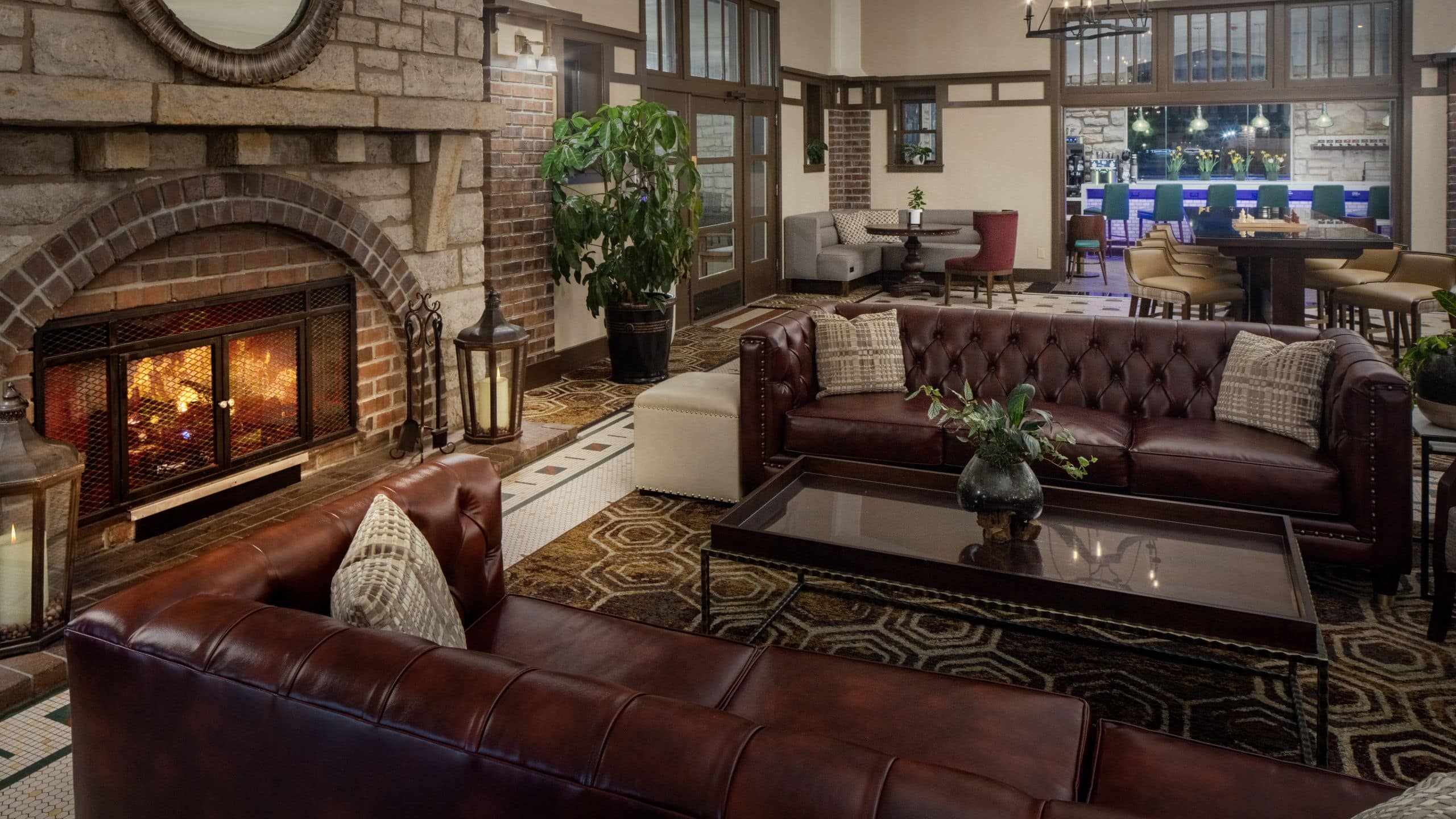 The Elms Hotel & Spa Lobby Fireplace