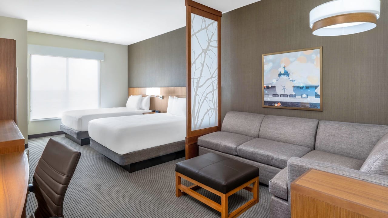 Queen Room Double Beds Couch