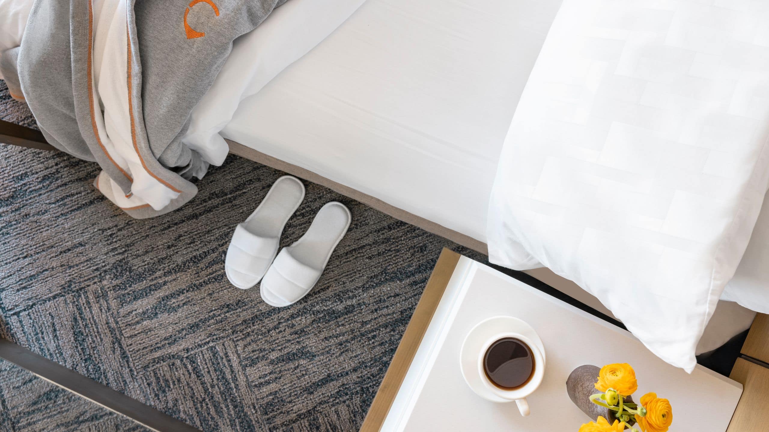 Hyatt Centric Santa Clara Silicon Valley Bed Side Slippers Coffee