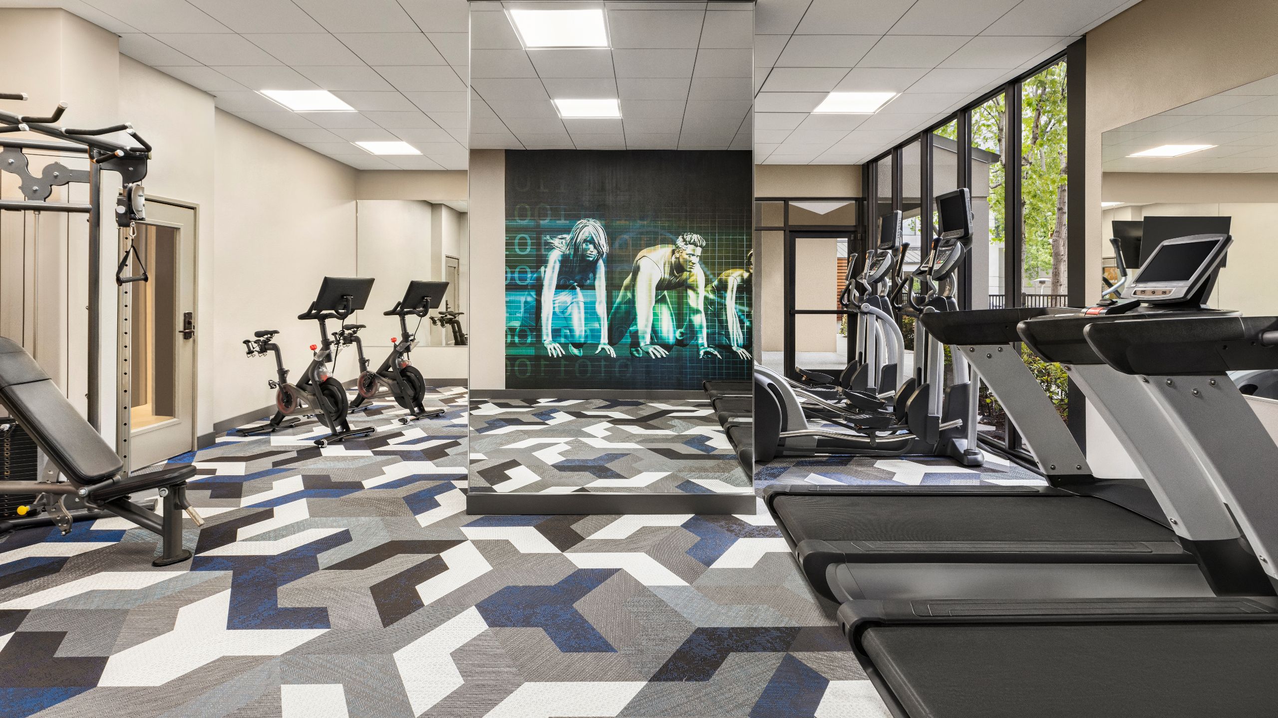 Hyatt Centric Santa Clara Silicon Valley Fitness Center Treadmill Stationary Bike