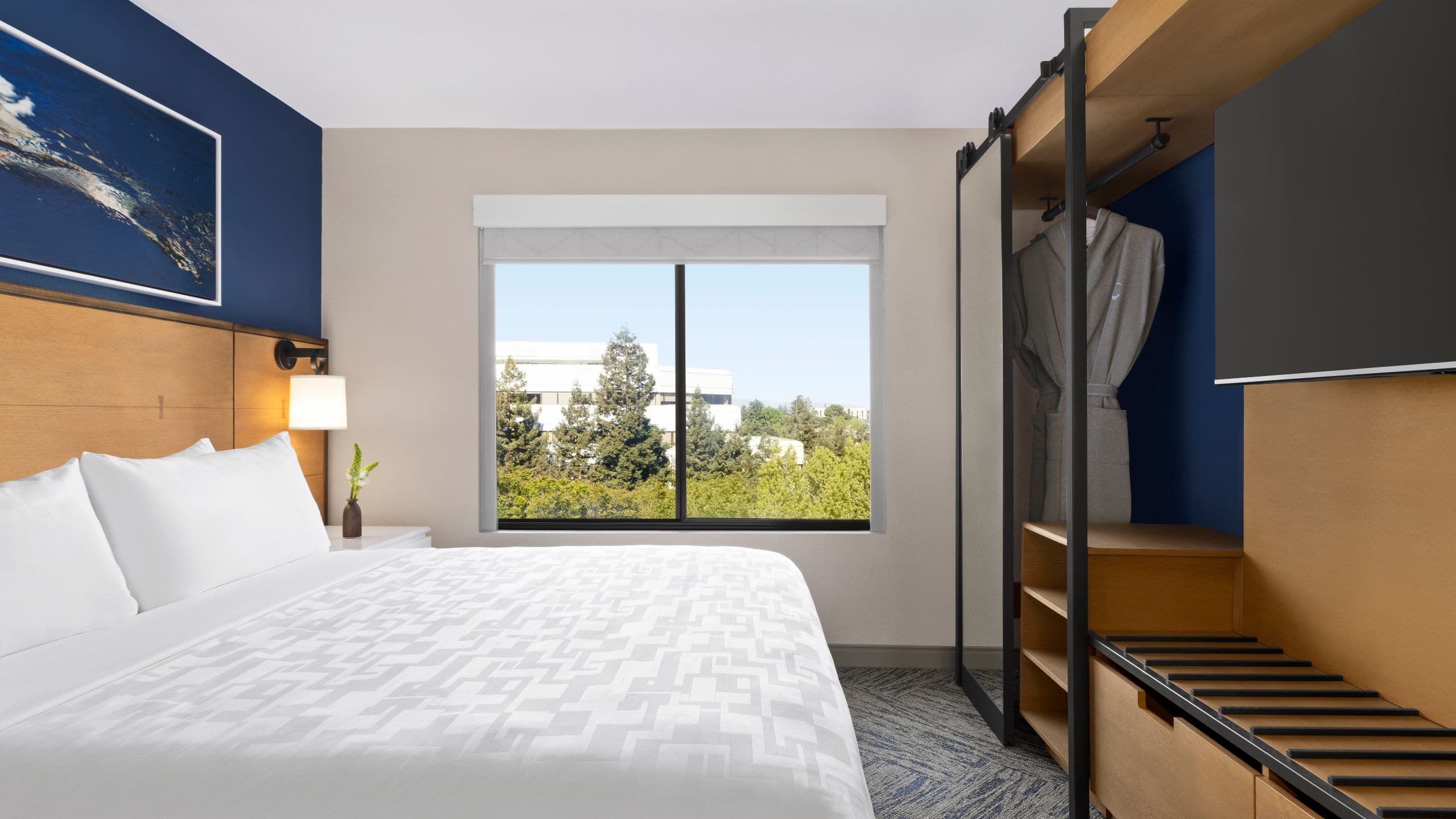 Hyatt Centric Santa Clara Silicon Valley One Bedroom King Suite Bed Window