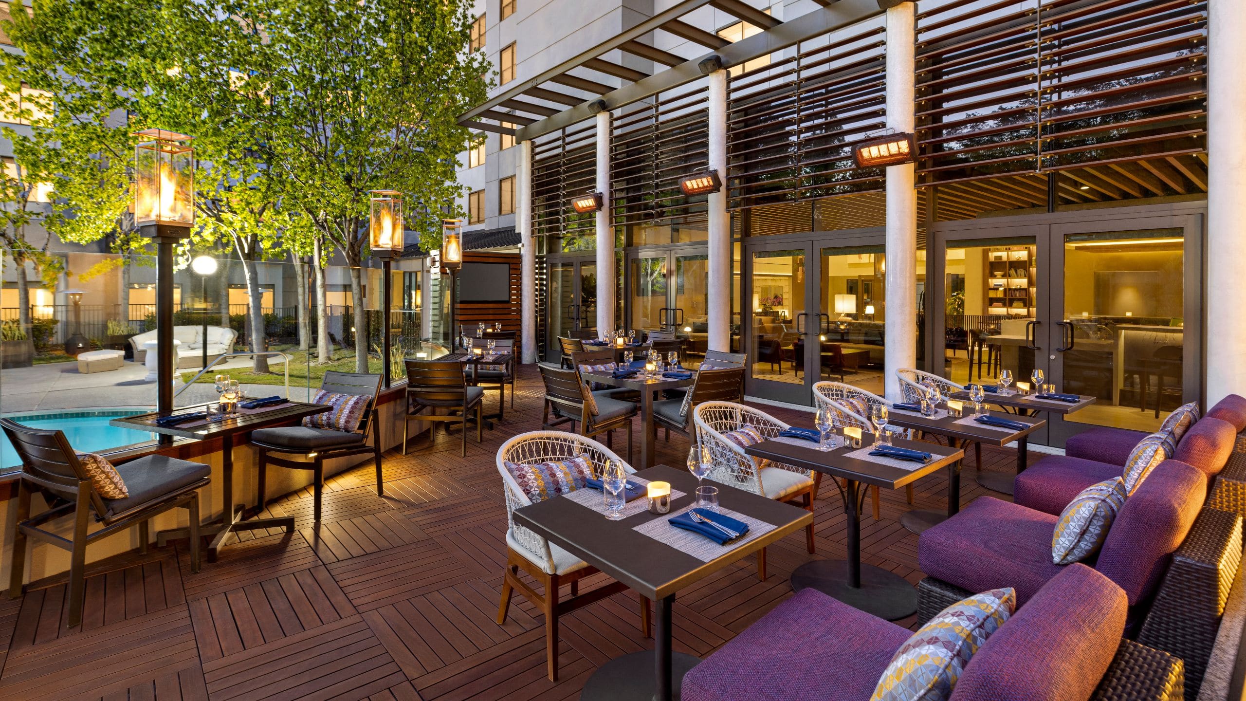 Hyatt Centric Santa Clara Silicon Valley Patio Lounge Area Dining Tables