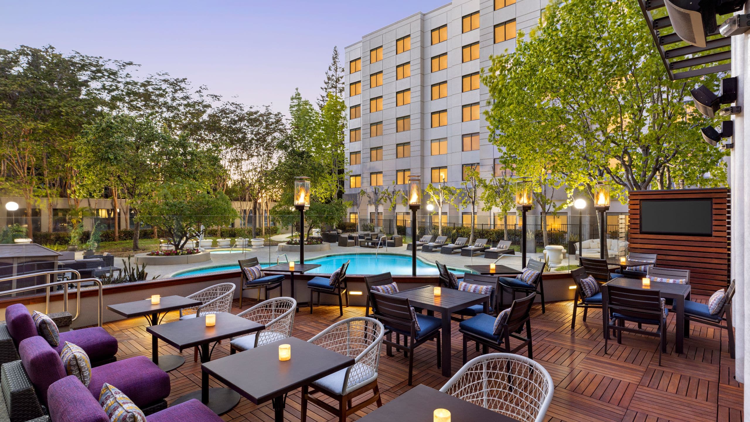 Hyatt Centric Santa Clara Silicon Valley Patio Lounge Area Tables Chairs