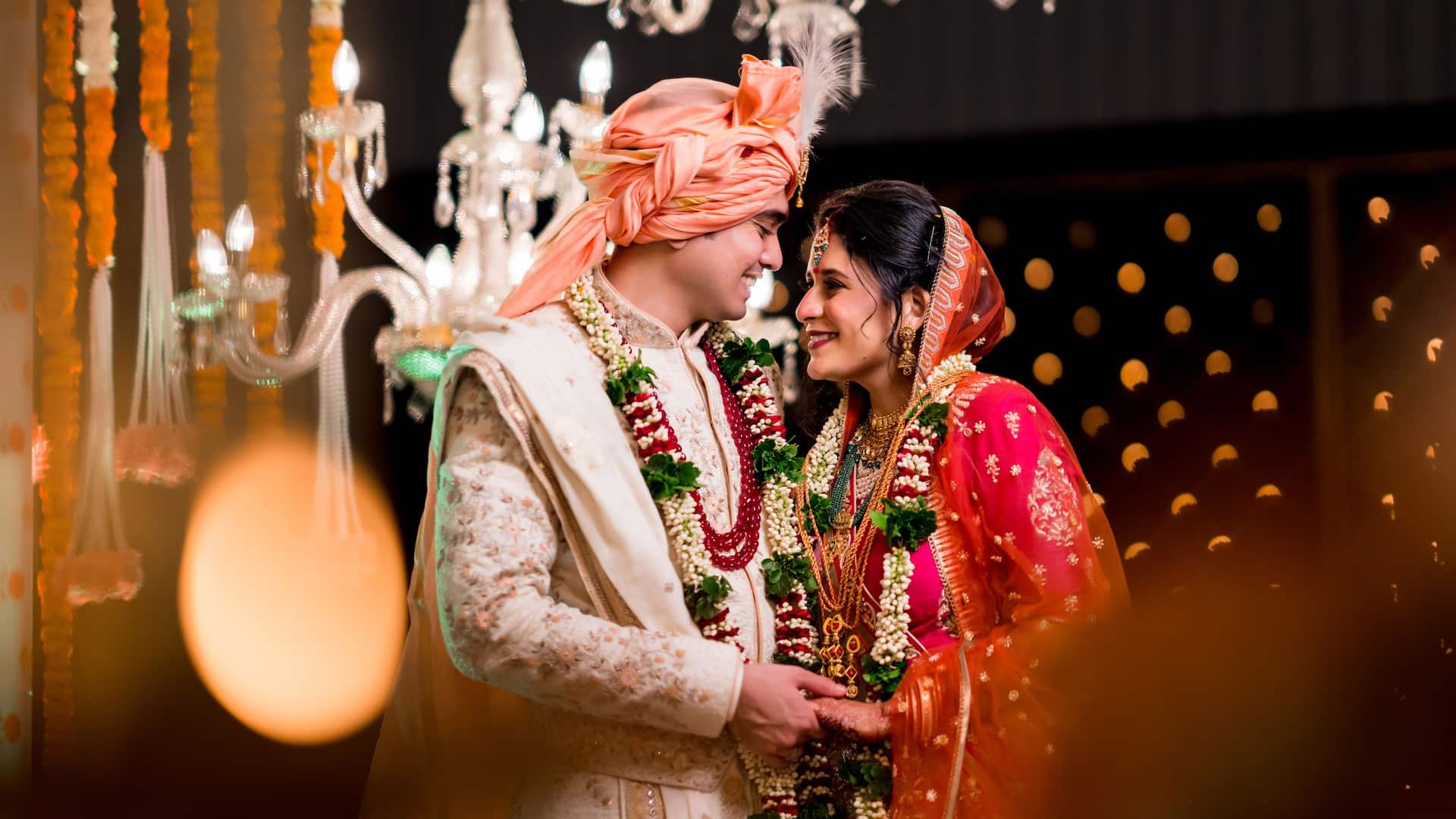 Hyatt Regency Ahmedabad Indian Wedding Couple Smiling