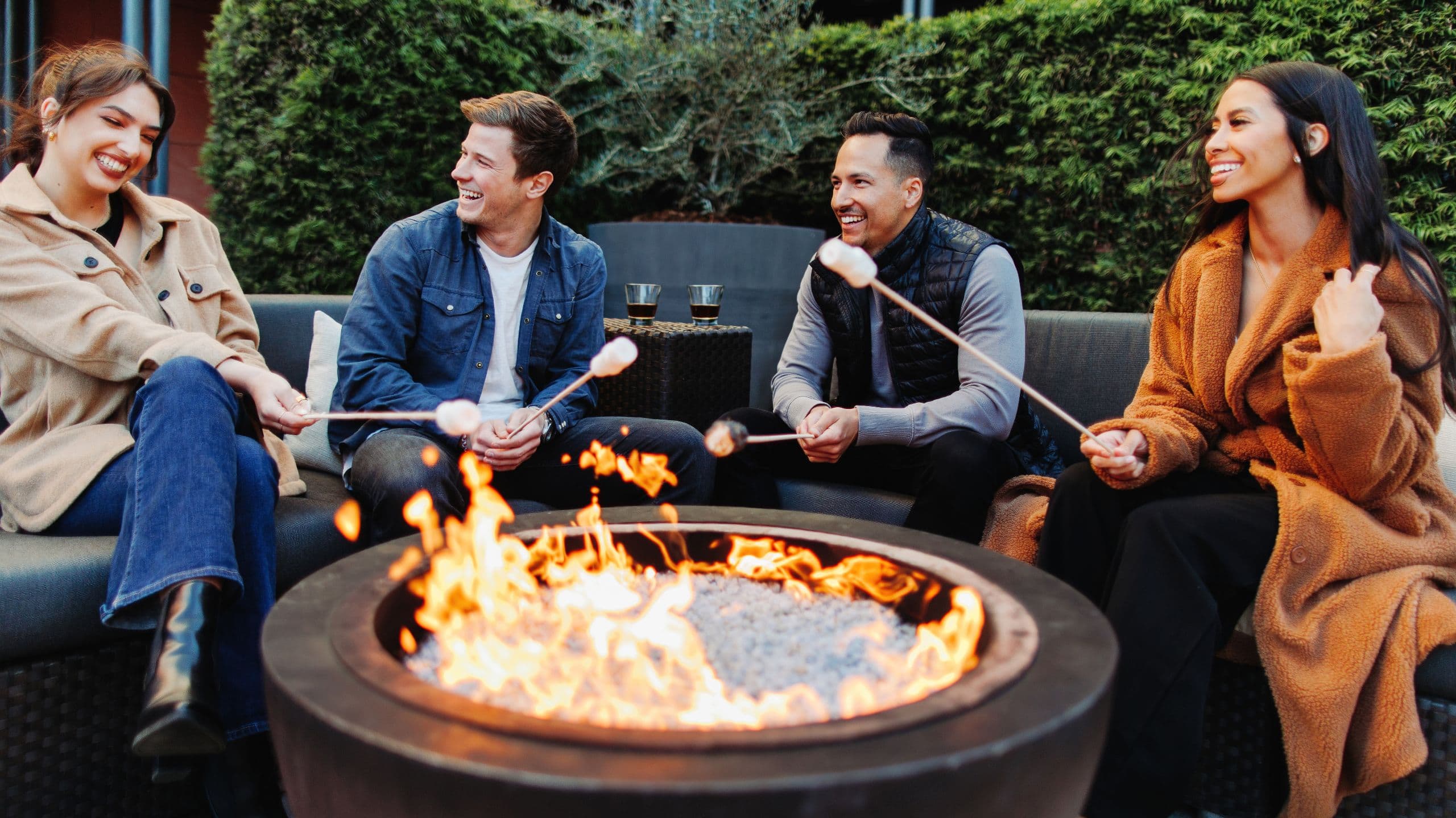 Hyatt Regency La Jolla at Aventine Couples Firepit Roasting Marshmallows