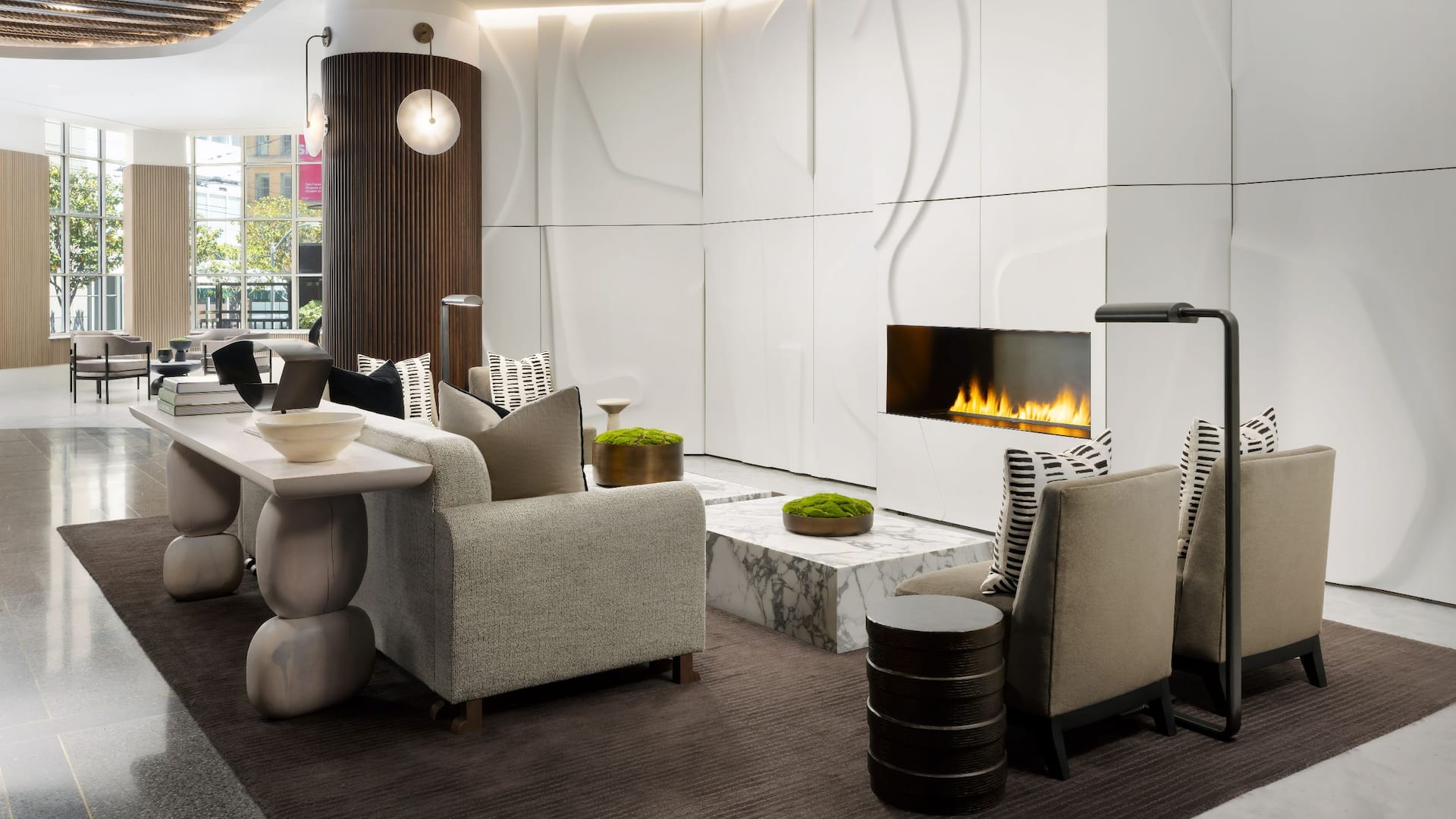 1 of 2 Hyatt Regency San Francisco Downtown SOMA Makespace Fireplace Seating