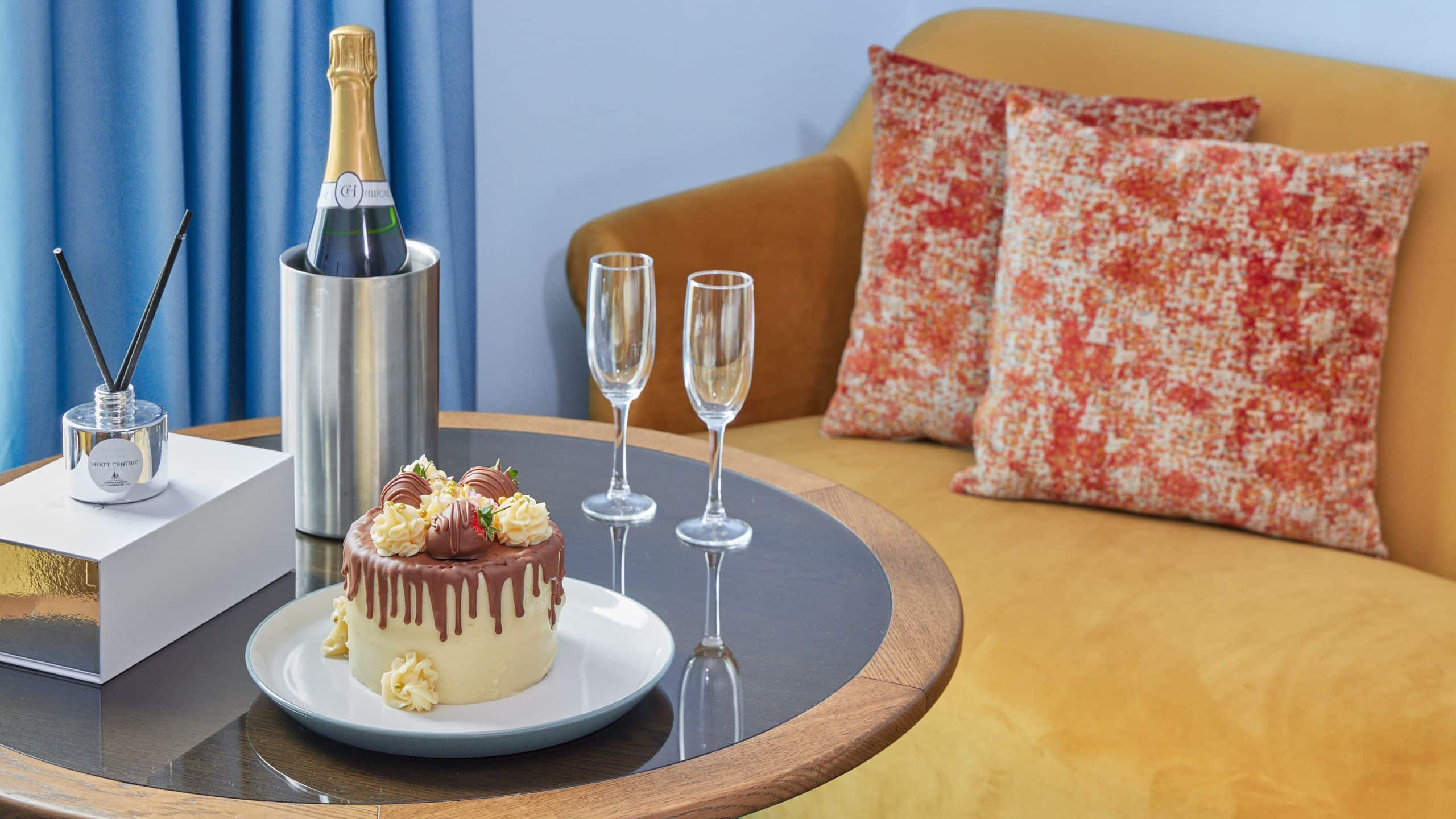 Hyatt Centric Cambridge Cake And Champagne