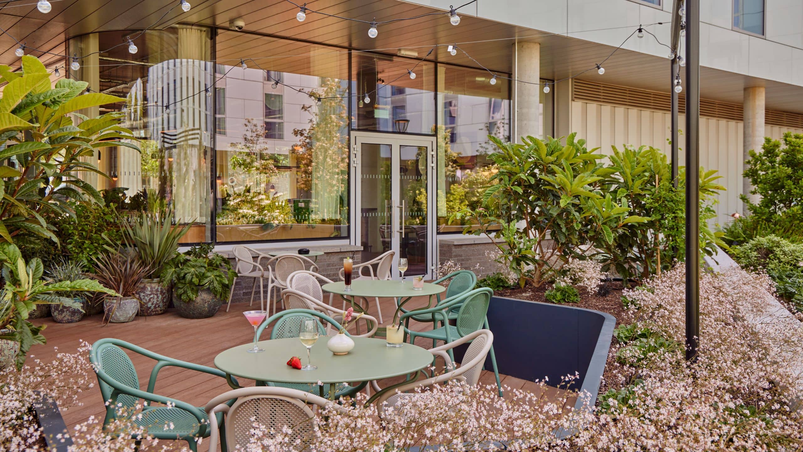Hyatt Centric Cambridge Terrace Exterior Cocktails Spread