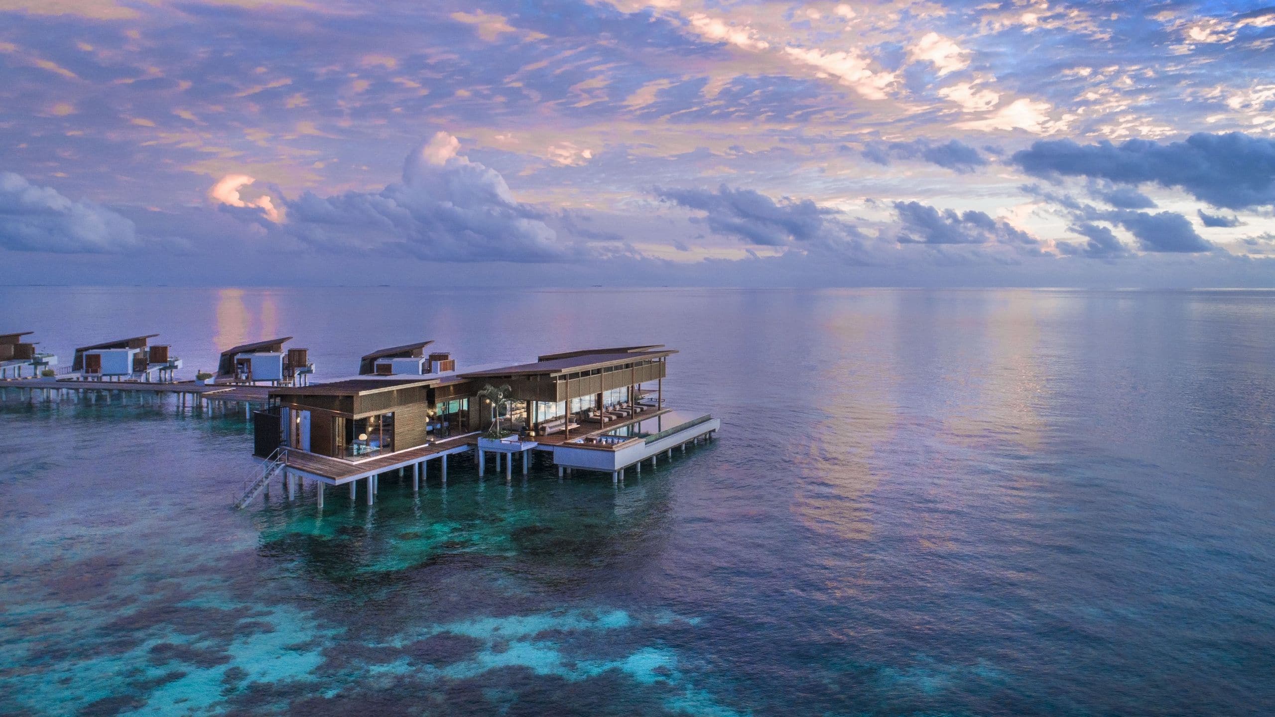 Park Hyatt Maldives Hadahaa Presidential Residence Aerial View Sunset