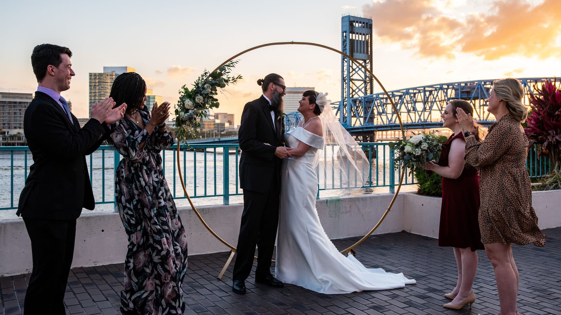 Hyatt Regency Jacksonville Riverfront River Deck Wedding Group Altar