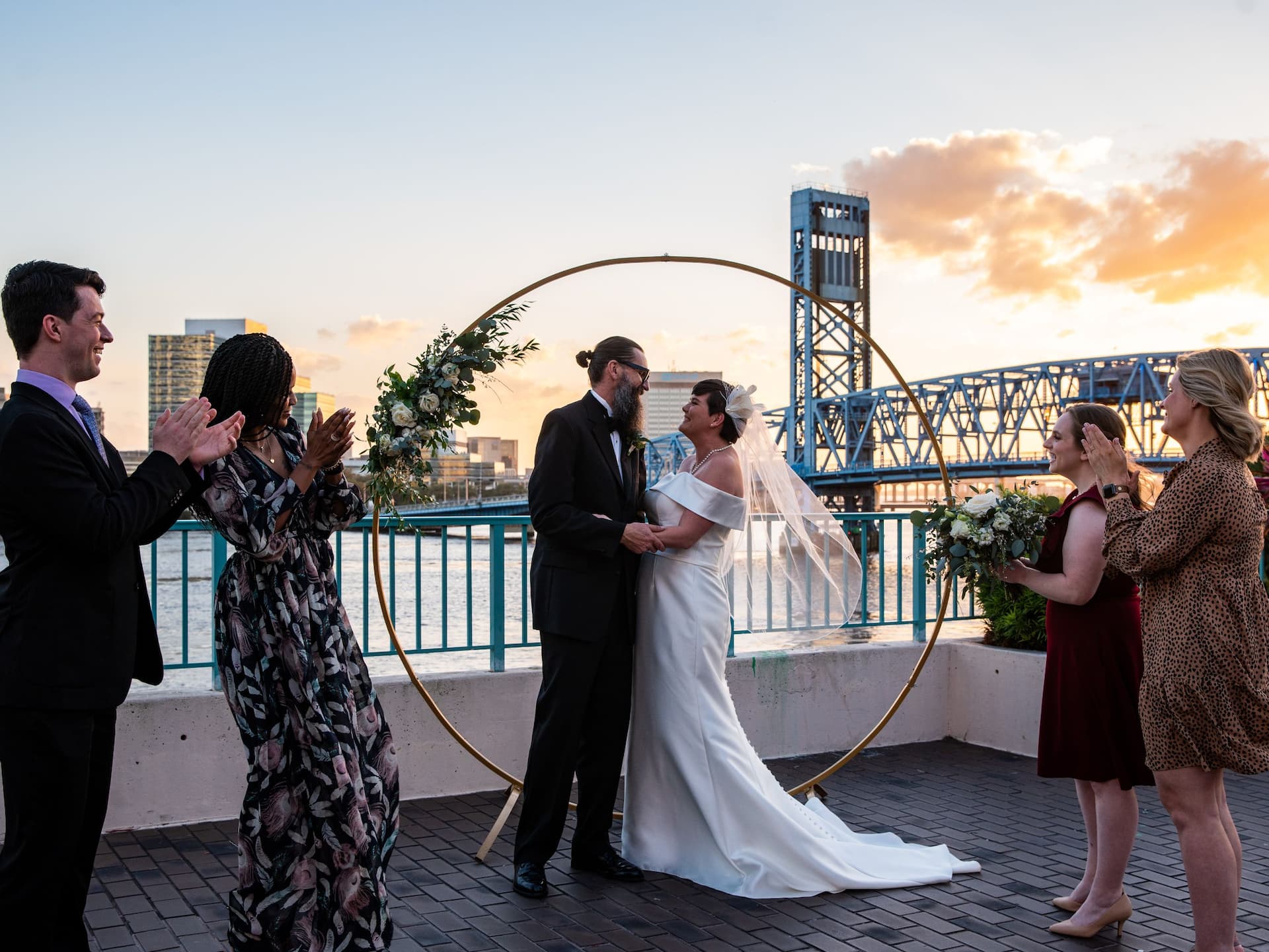 Hyatt Regency Jacksonville Riverfront River Deck Wedding Group Altar