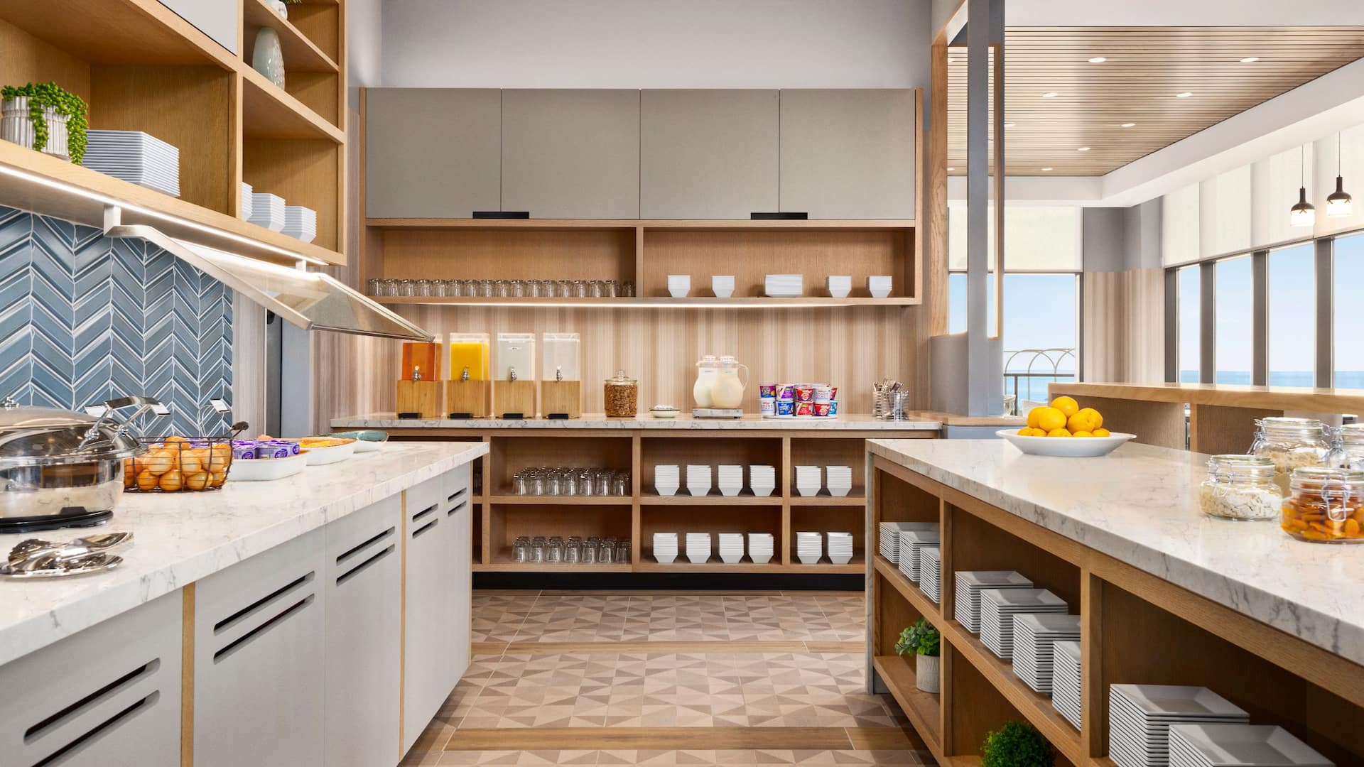 Hyatt Place Virginia Beach / Oceanfront  Breakfast Bar Area Counter Plates