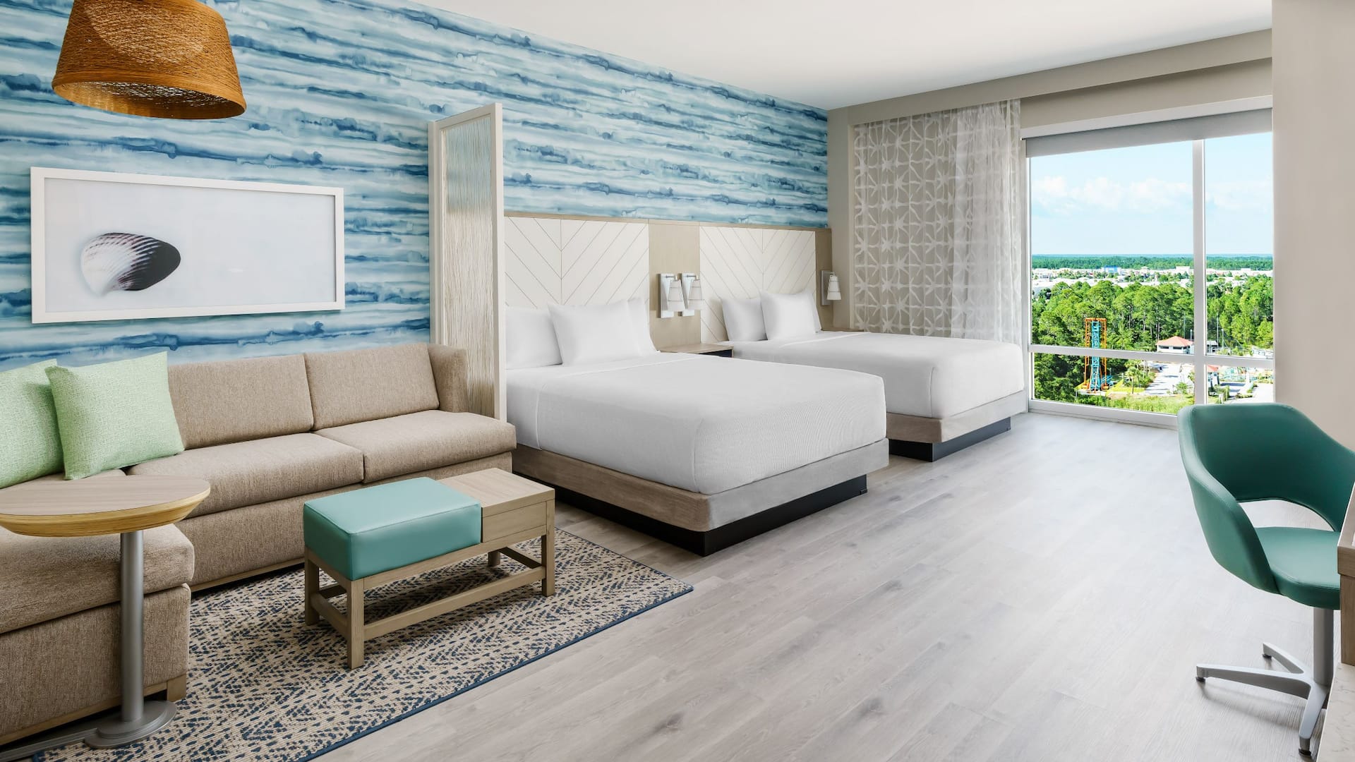 Hyatt Place Panama City Beach / Beachfront Double Queen Beds Guest Room Living Area