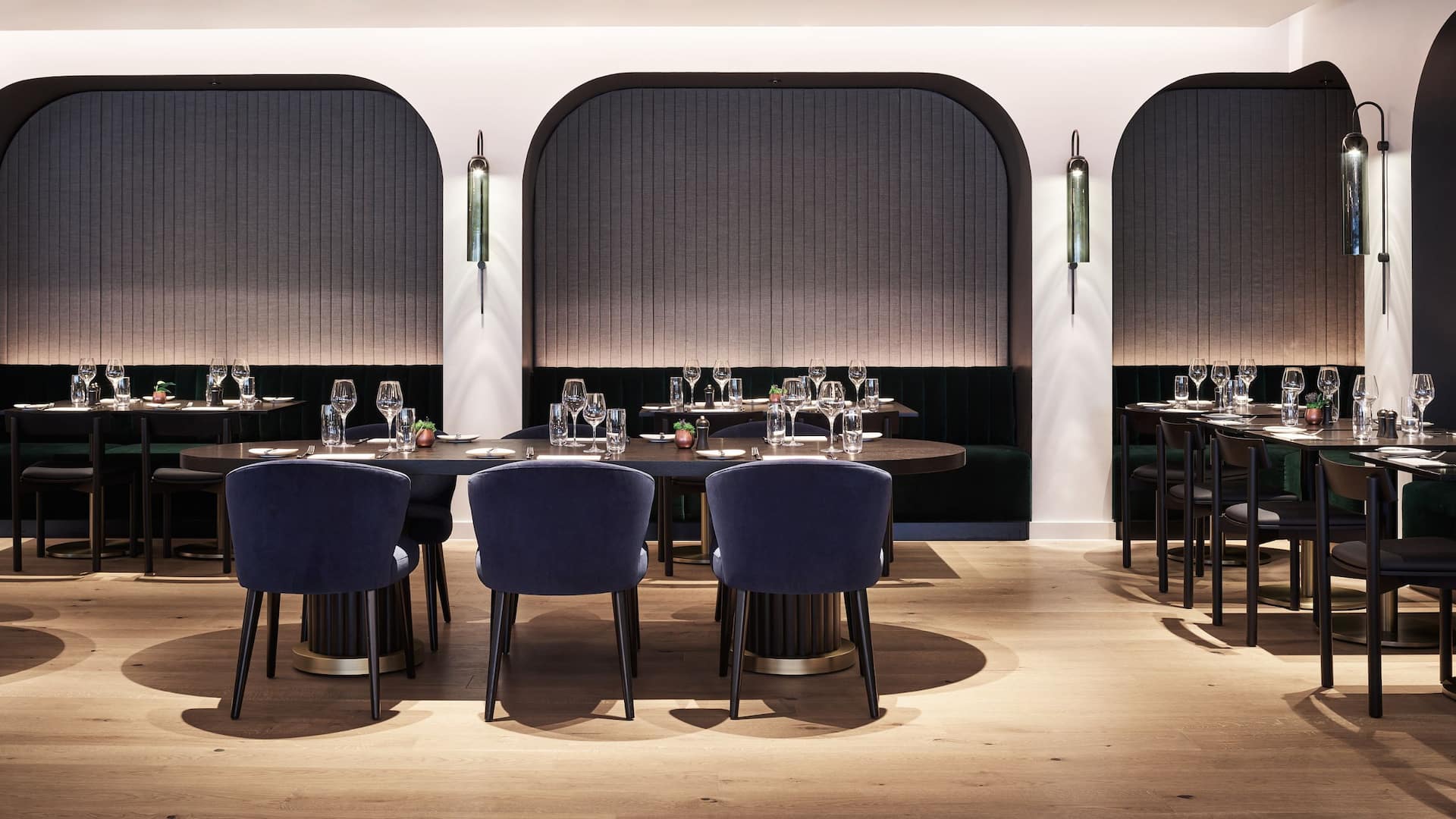 Hyatt Regency Elondi Restaurant Dining Table Blue Chairs