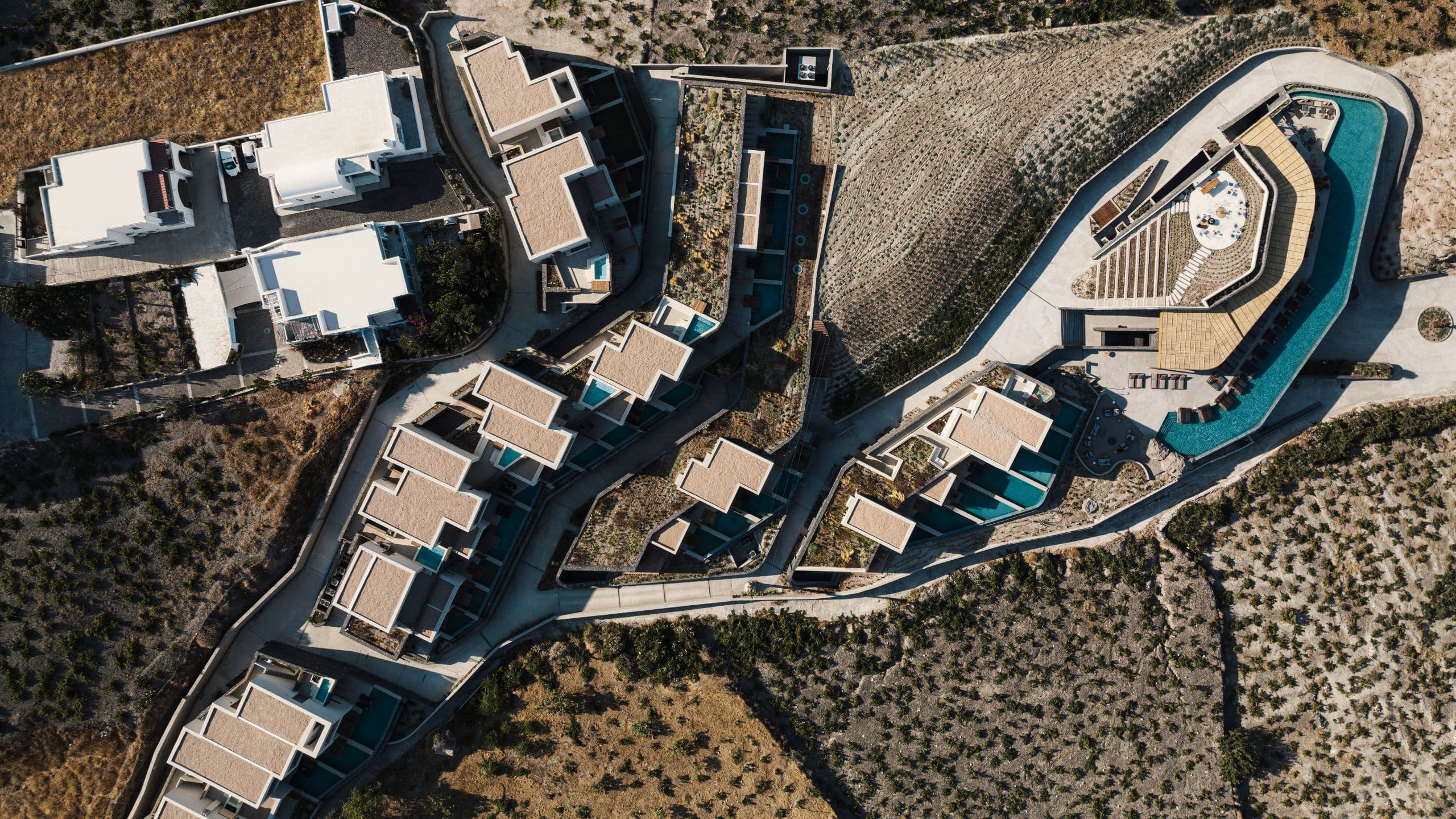 Magma Resort Santorini Magma All Hotel Overview Aerial Shot