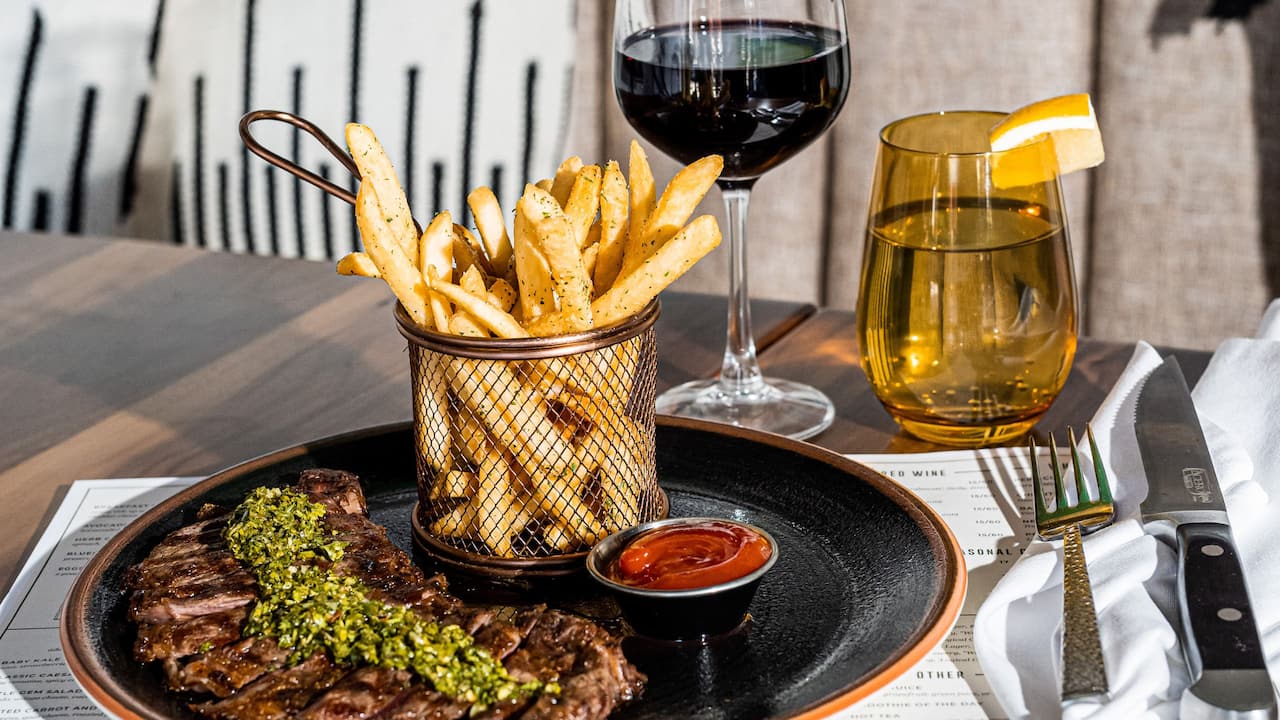 Steak and Wine w/fries