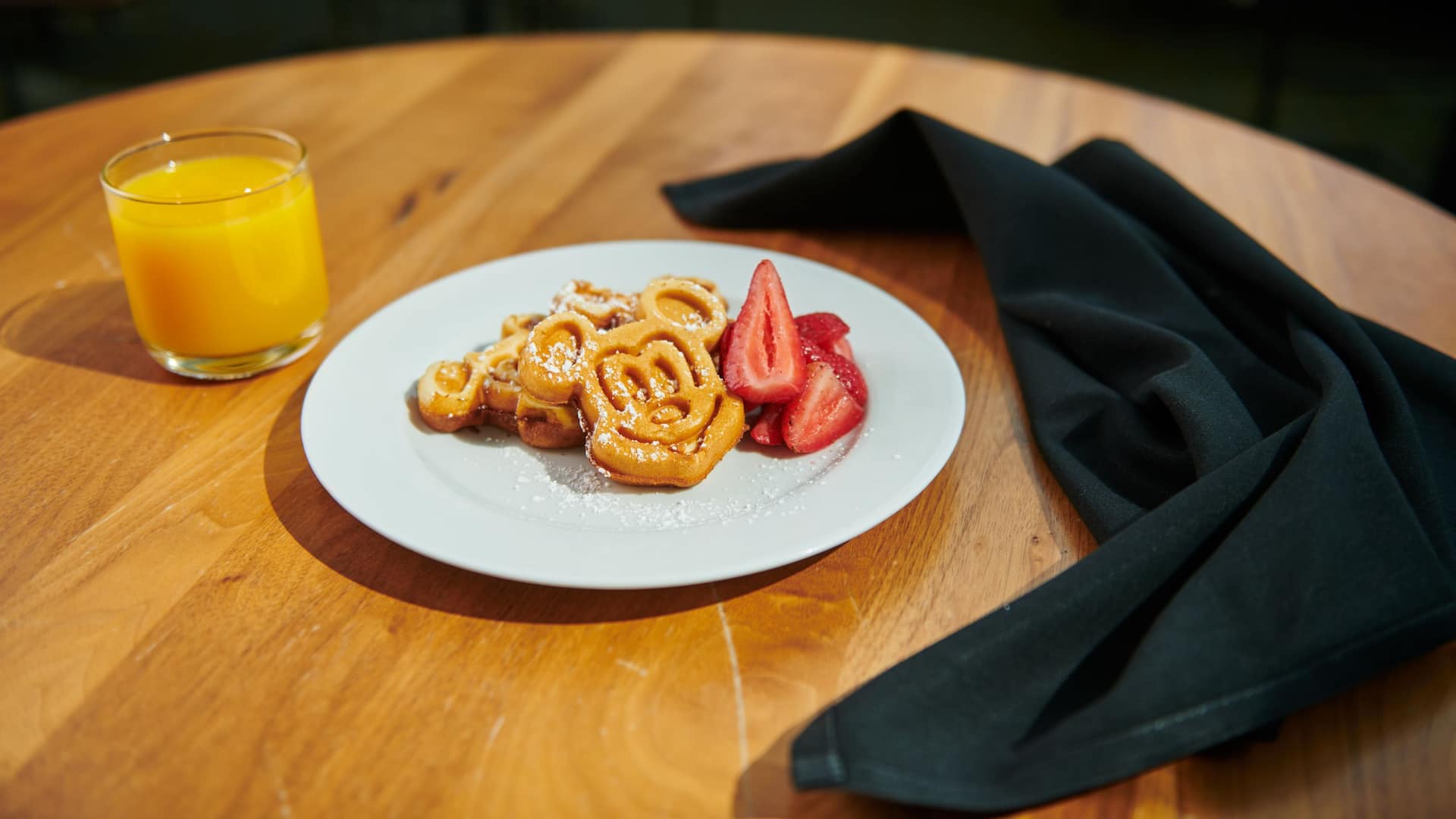 Hyatt Regency Orange County Tusca Breakfast Mickey Waffles Strawberries
