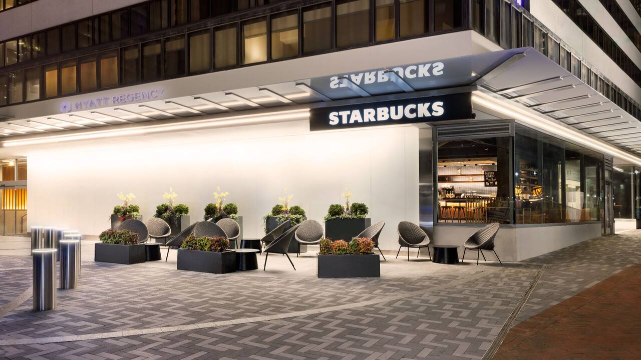 Starbucks Nighttime Seating View