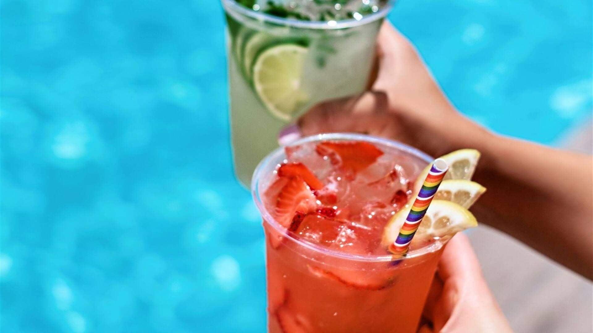 Lime Strawberry Cocktails Poolside