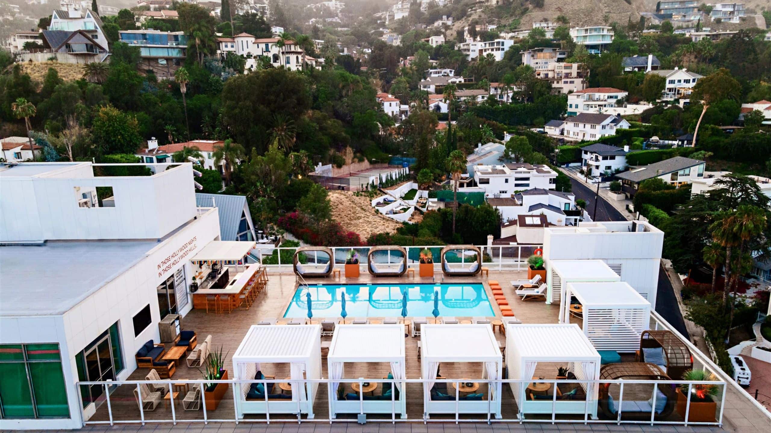 Andaz West Hollywood Rooftop Pool Deck Aerial View