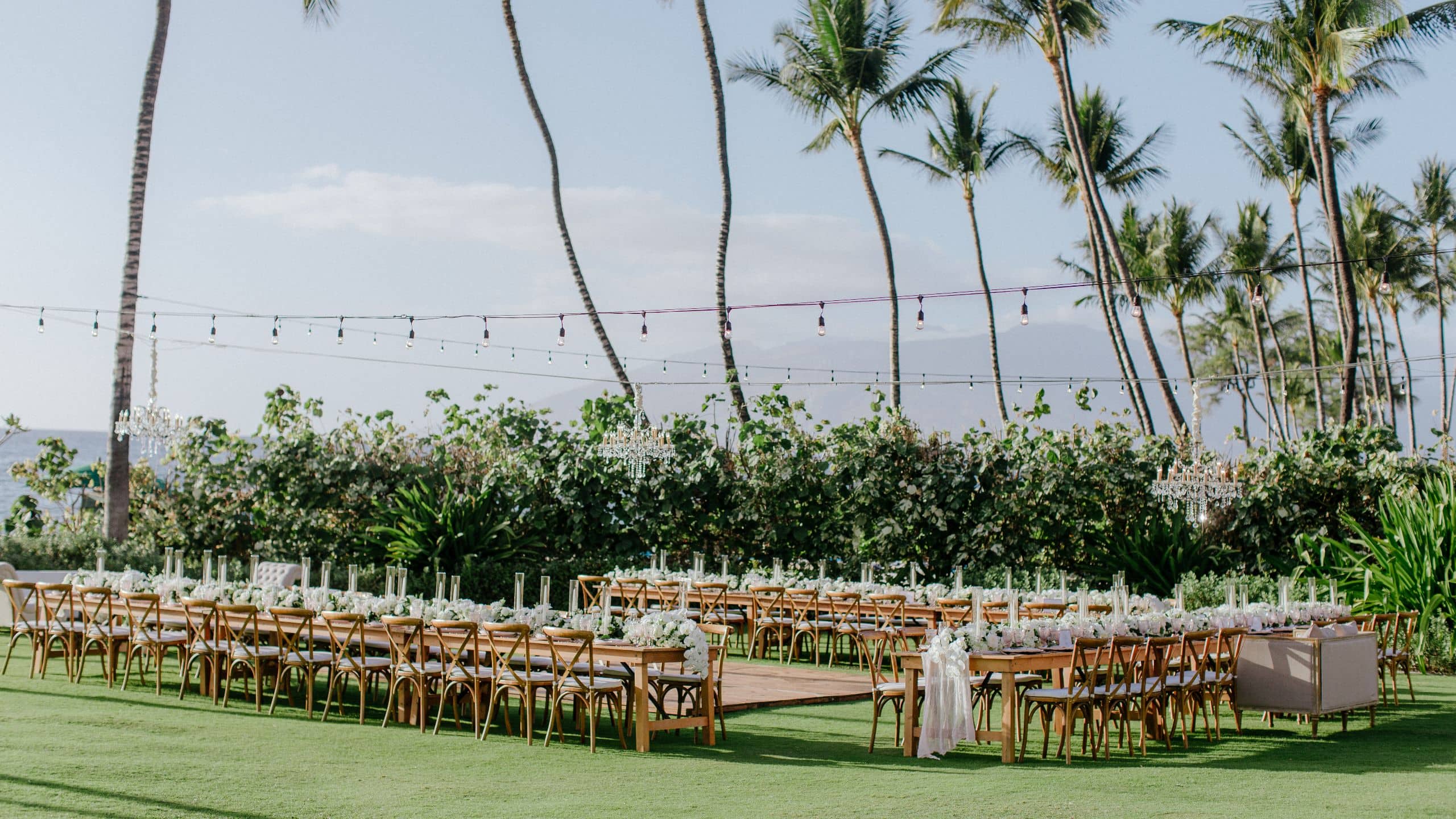 Andaz Maui at Wailea Resort Outdoor Wedding Reception Dining Tables
