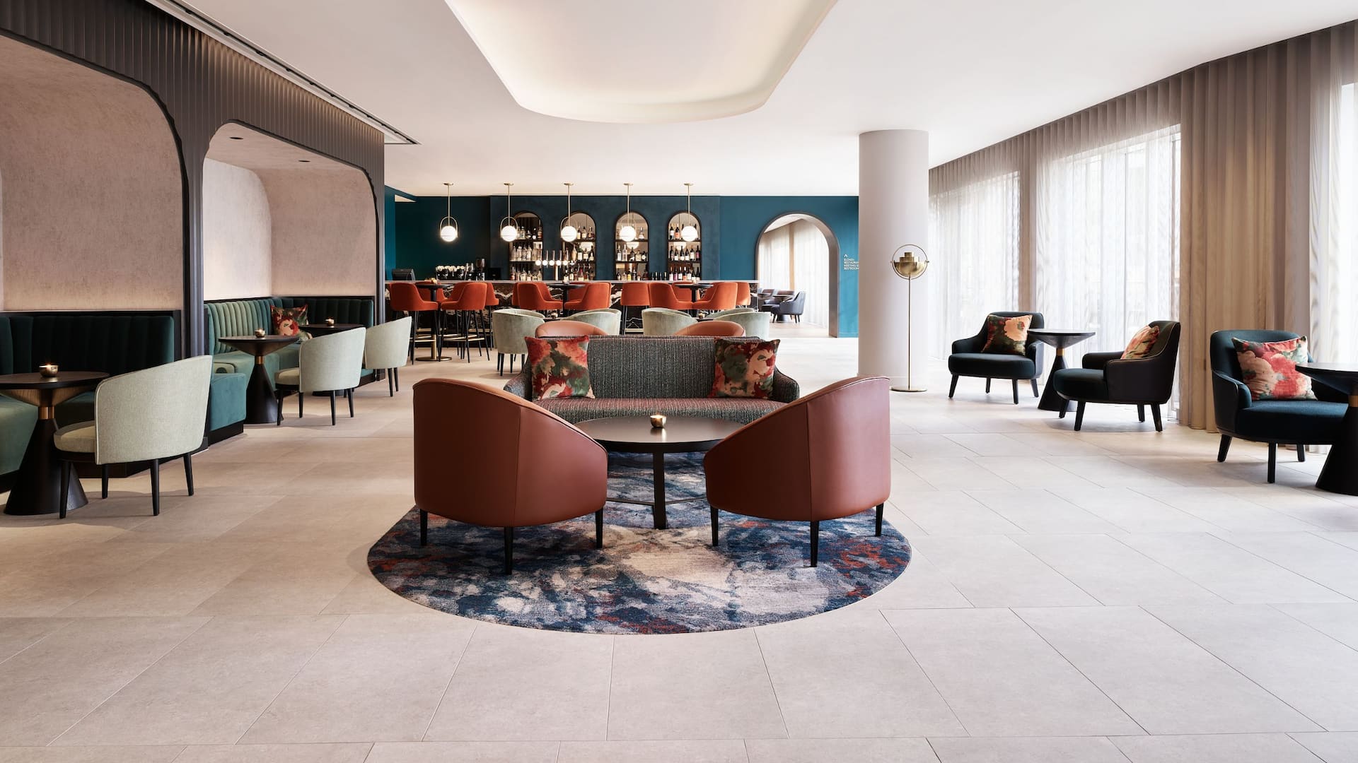 Hyatt Regency London Stratford Elondi Bar Brown Chairs