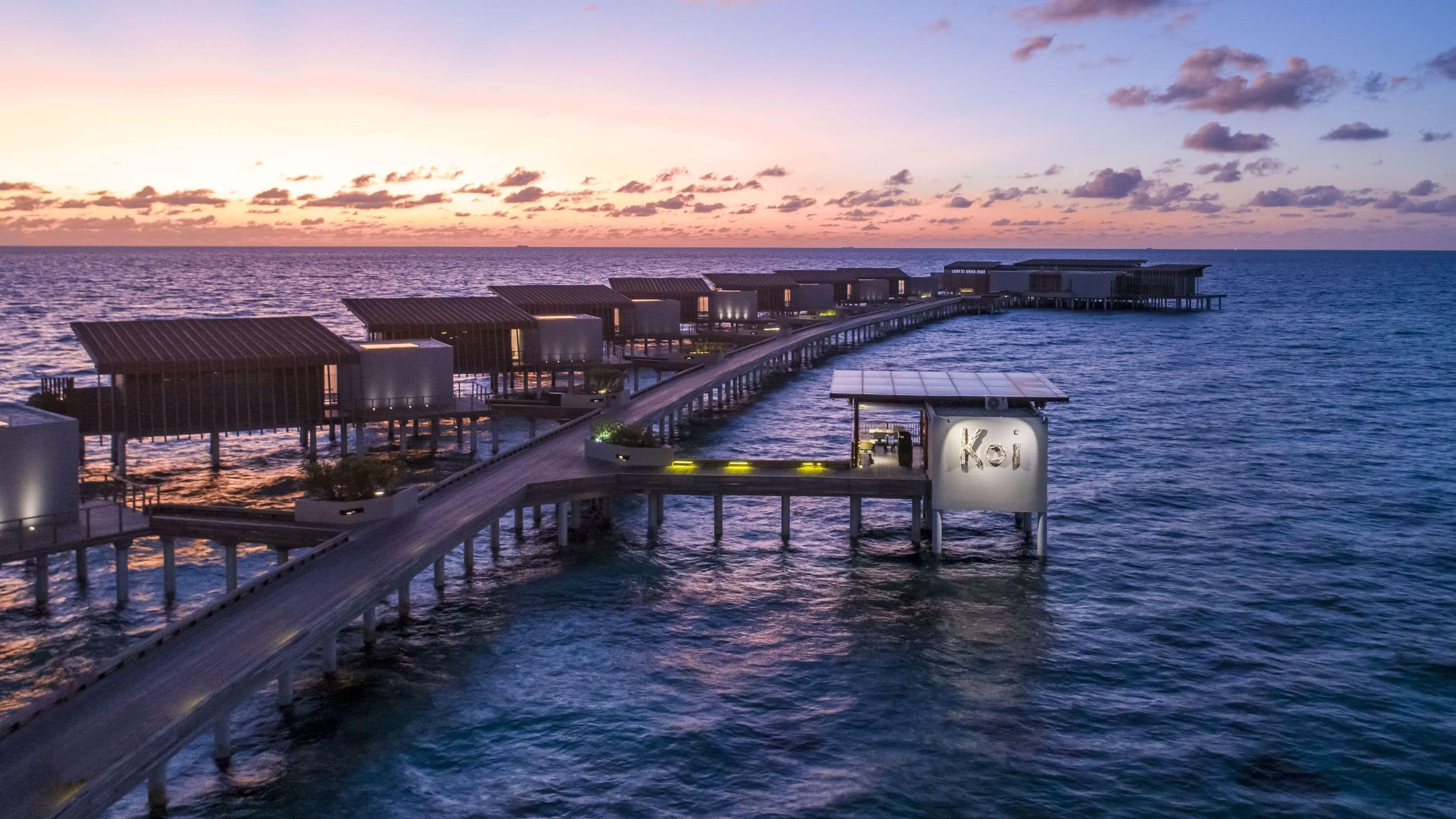 Park Hyatt Maldives Hadahaa Koi At The Drift Aerial Sunset