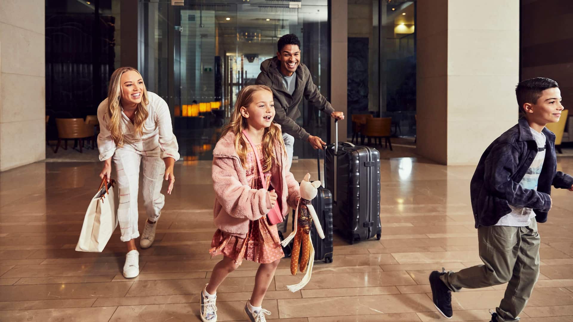 Global Lobby Family Running