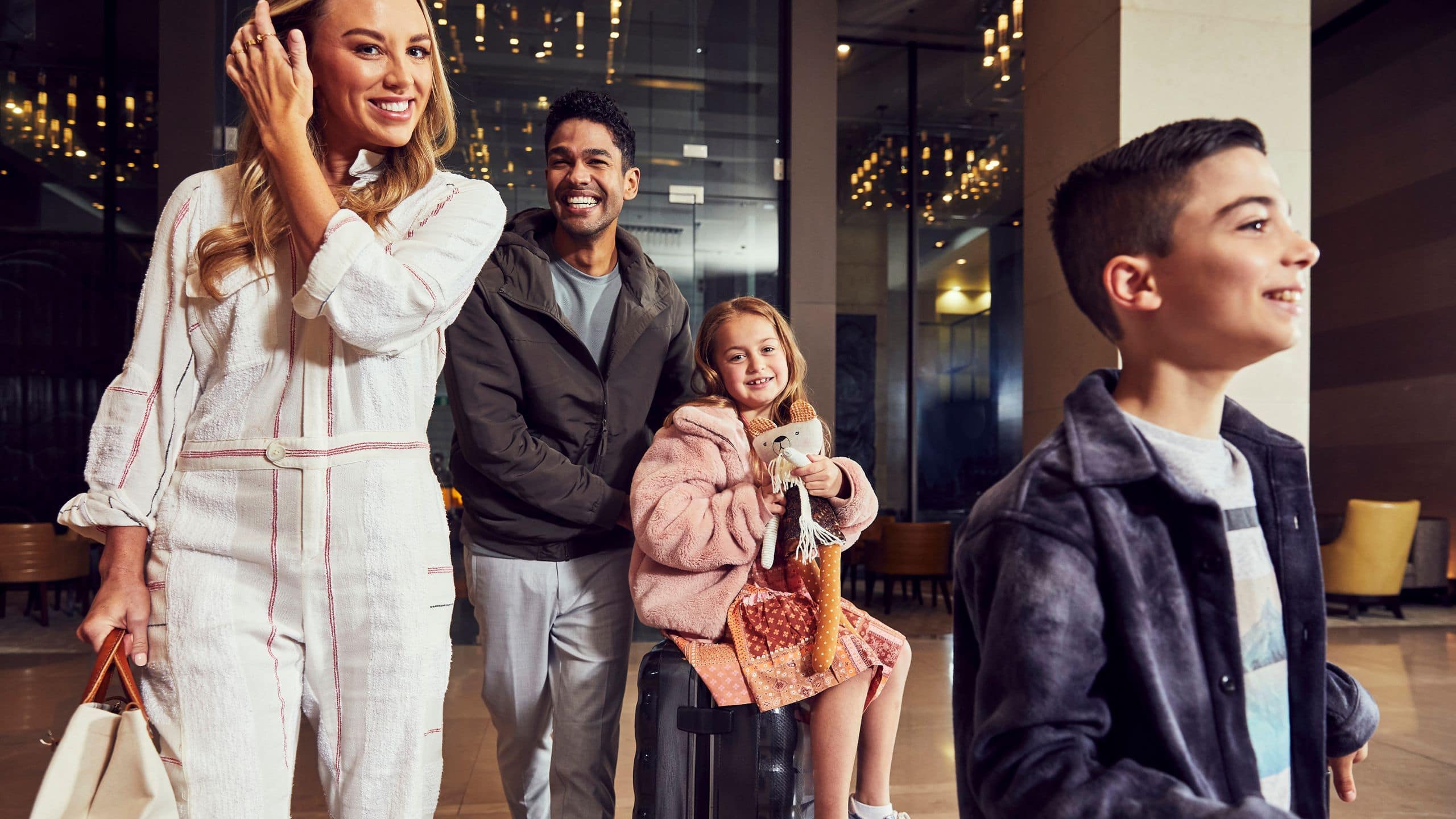 Global Lobby Family Walking