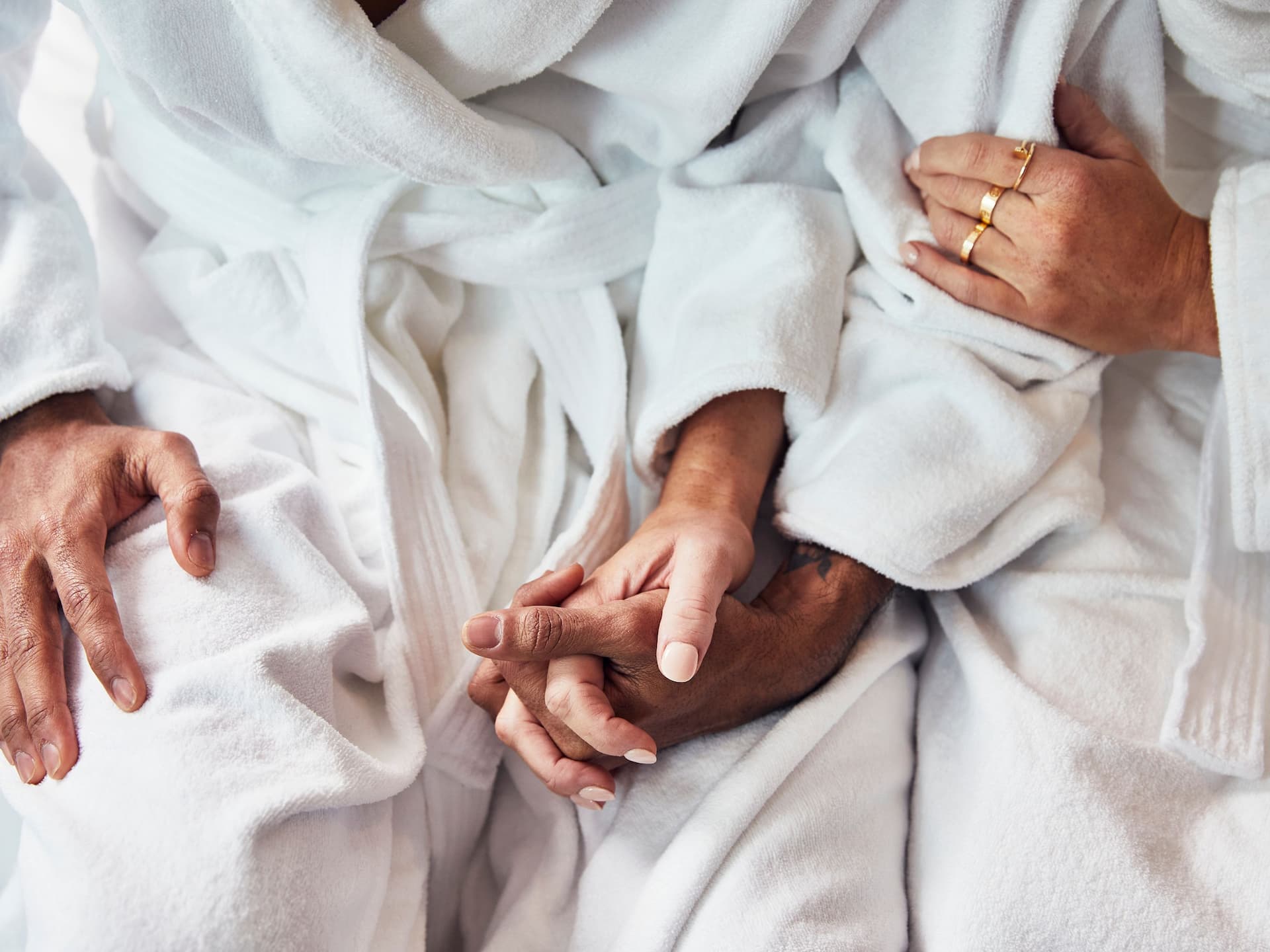 Global Couple Holding Hands Robe